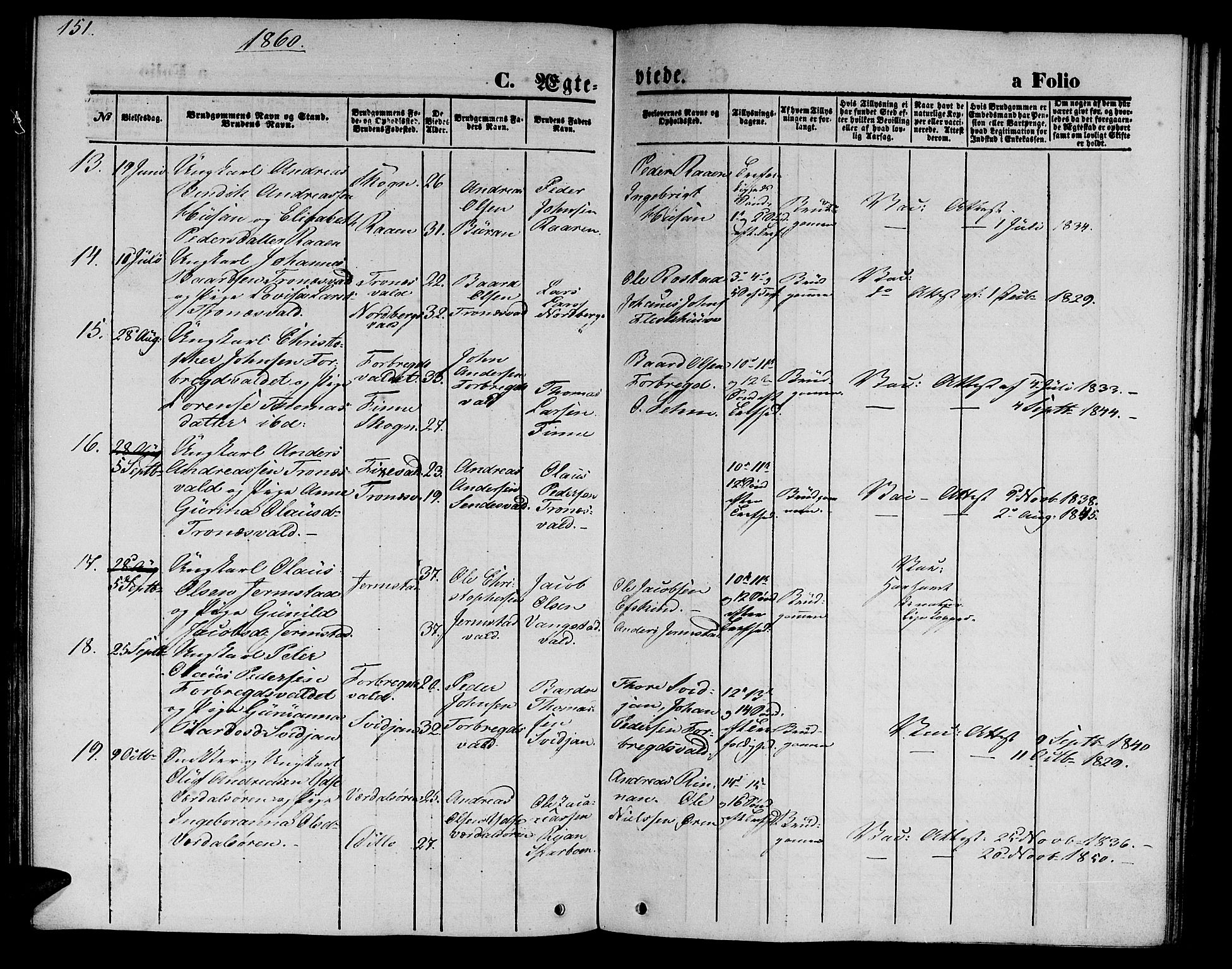 Ministerialprotokoller, klokkerbøker og fødselsregistre - Nord-Trøndelag, AV/SAT-A-1458/723/L0254: Parish register (copy) no. 723C02, 1858-1868, p. 151