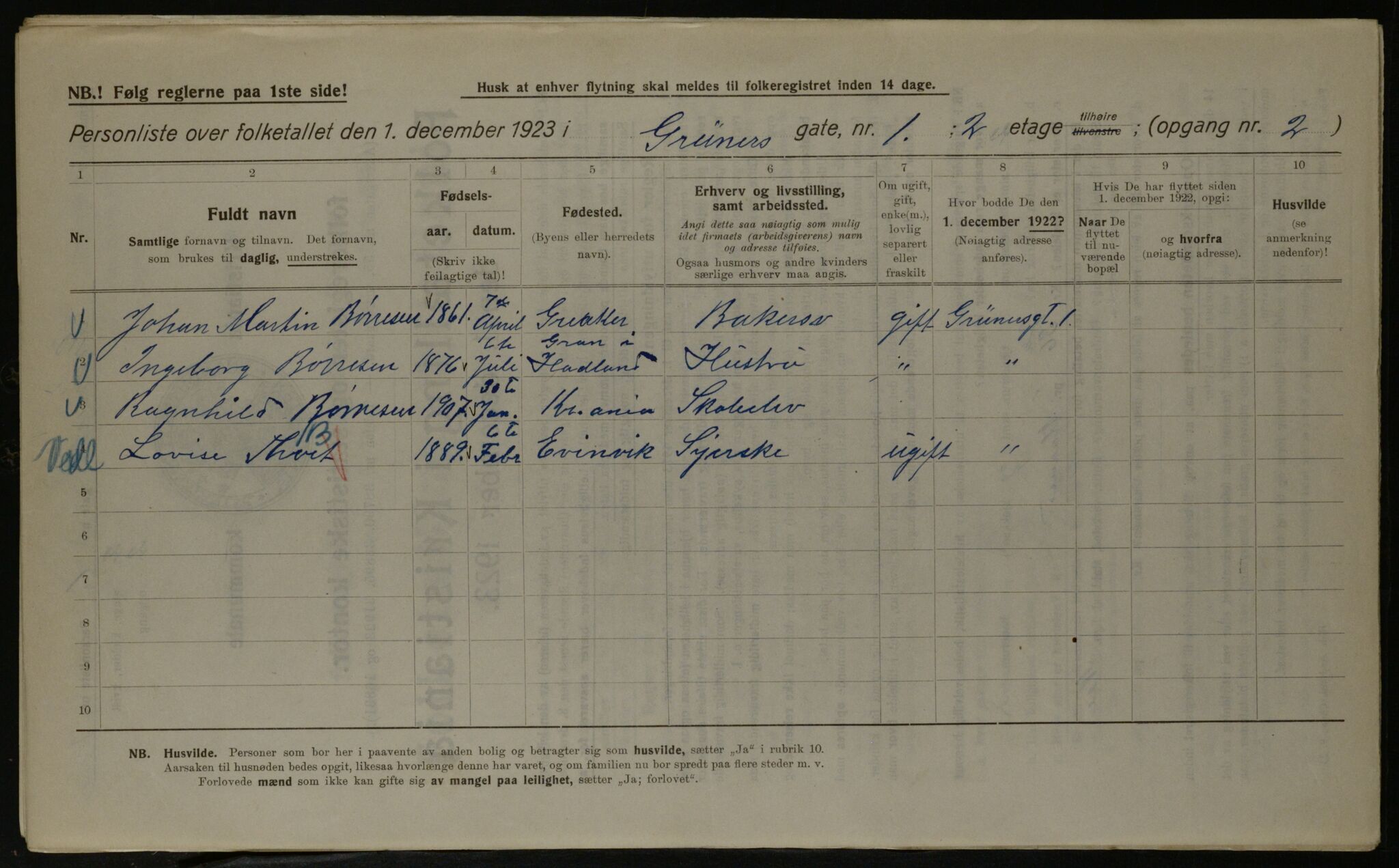 OBA, Municipal Census 1923 for Kristiania, 1923, p. 34497