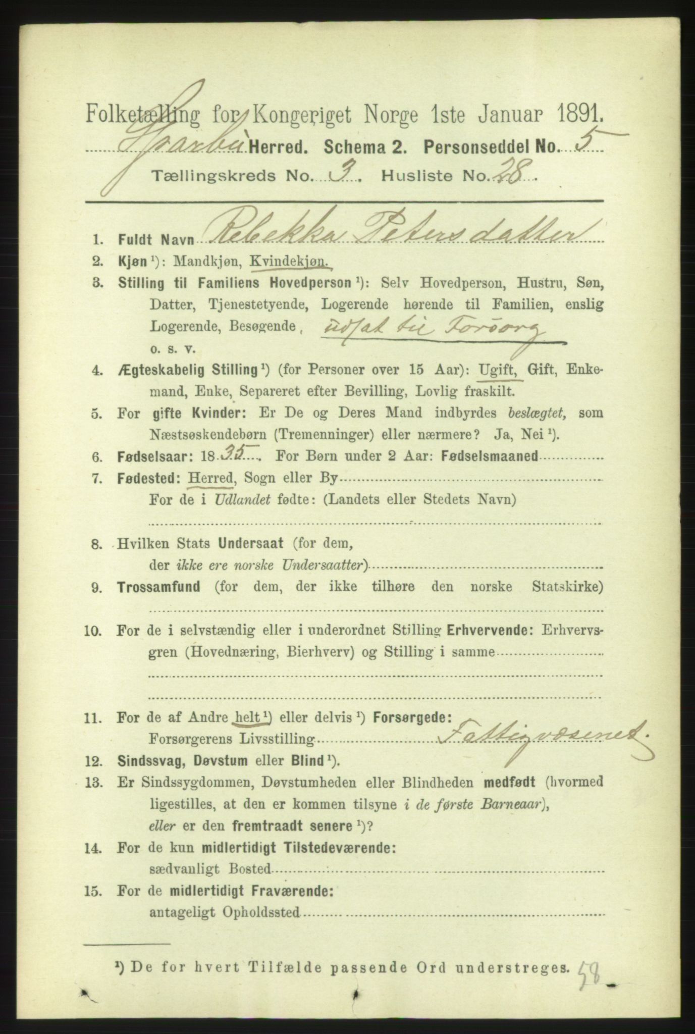 RA, 1891 census for 1731 Sparbu, 1891, p. 1018