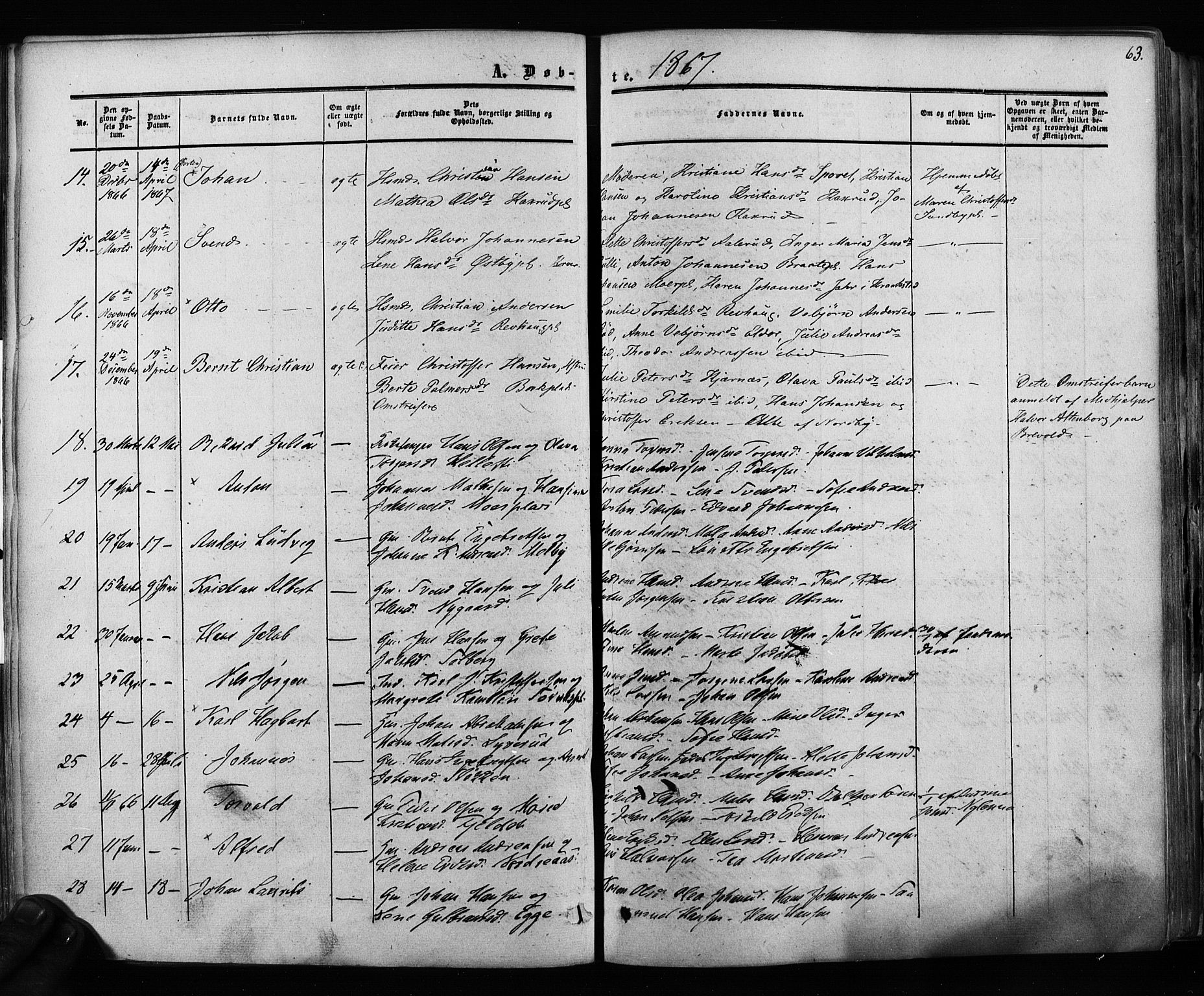 Ås prestekontor Kirkebøker, SAO/A-10894/F/Fa/L0007: Parish register (official) no. I 7, 1854-1870, p. 63