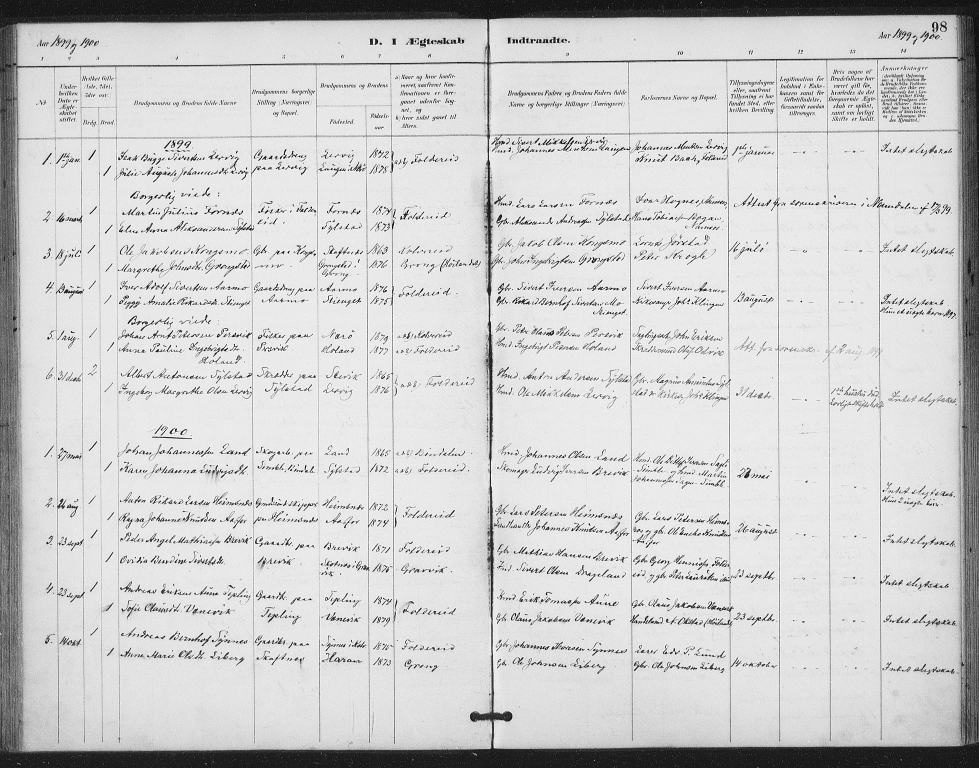 Ministerialprotokoller, klokkerbøker og fødselsregistre - Nord-Trøndelag, SAT/A-1458/783/L0660: Parish register (official) no. 783A02, 1886-1918, p. 98