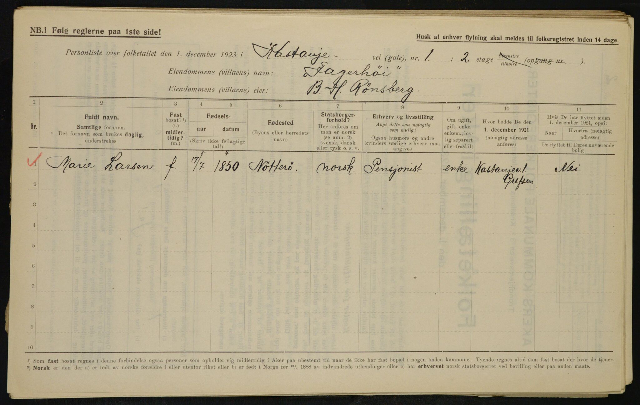 , Municipal Census 1923 for Aker, 1923, p. 12241