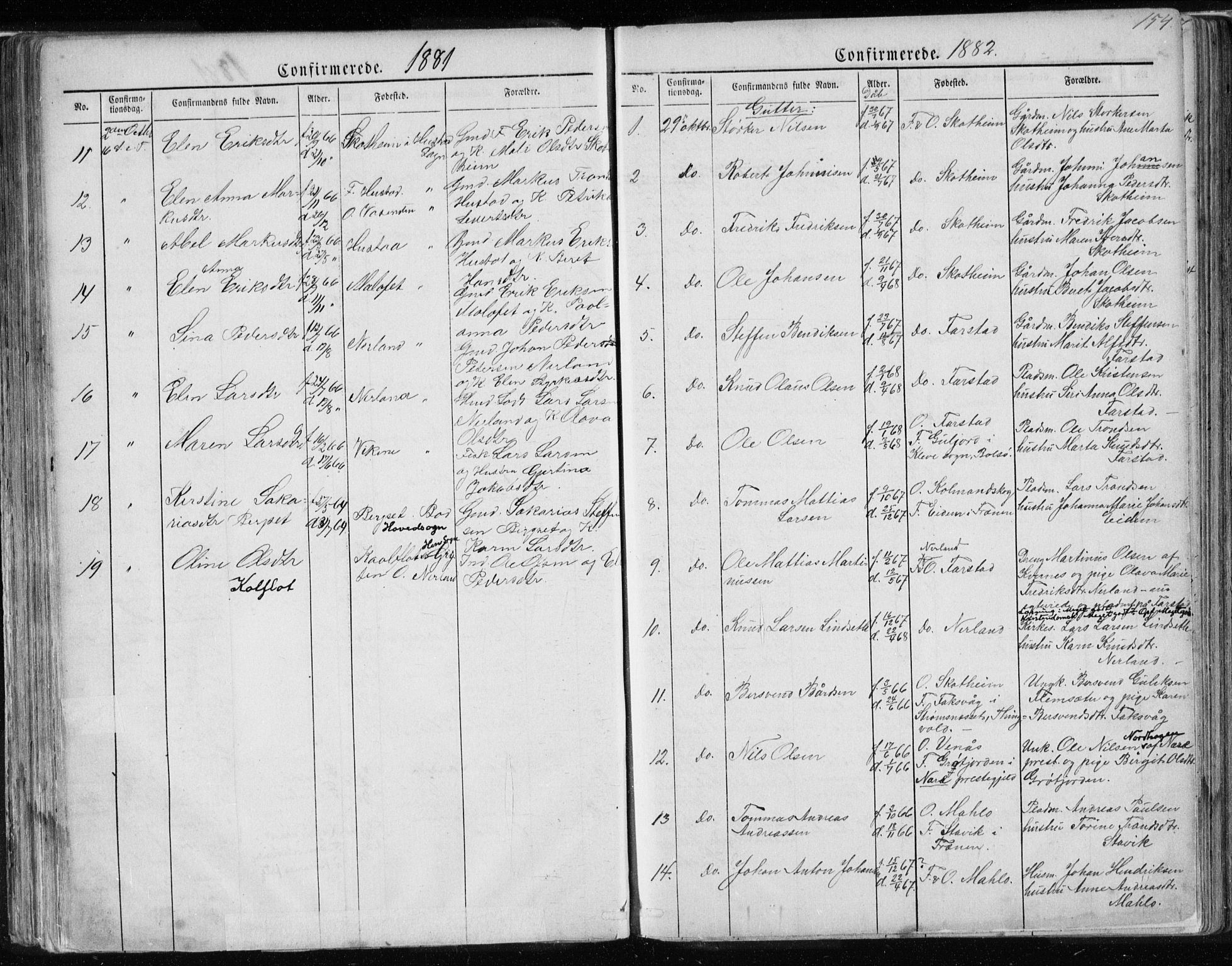 Ministerialprotokoller, klokkerbøker og fødselsregistre - Møre og Romsdal, AV/SAT-A-1454/567/L0782: Parish register (copy) no. 567C02, 1867-1886, p. 154