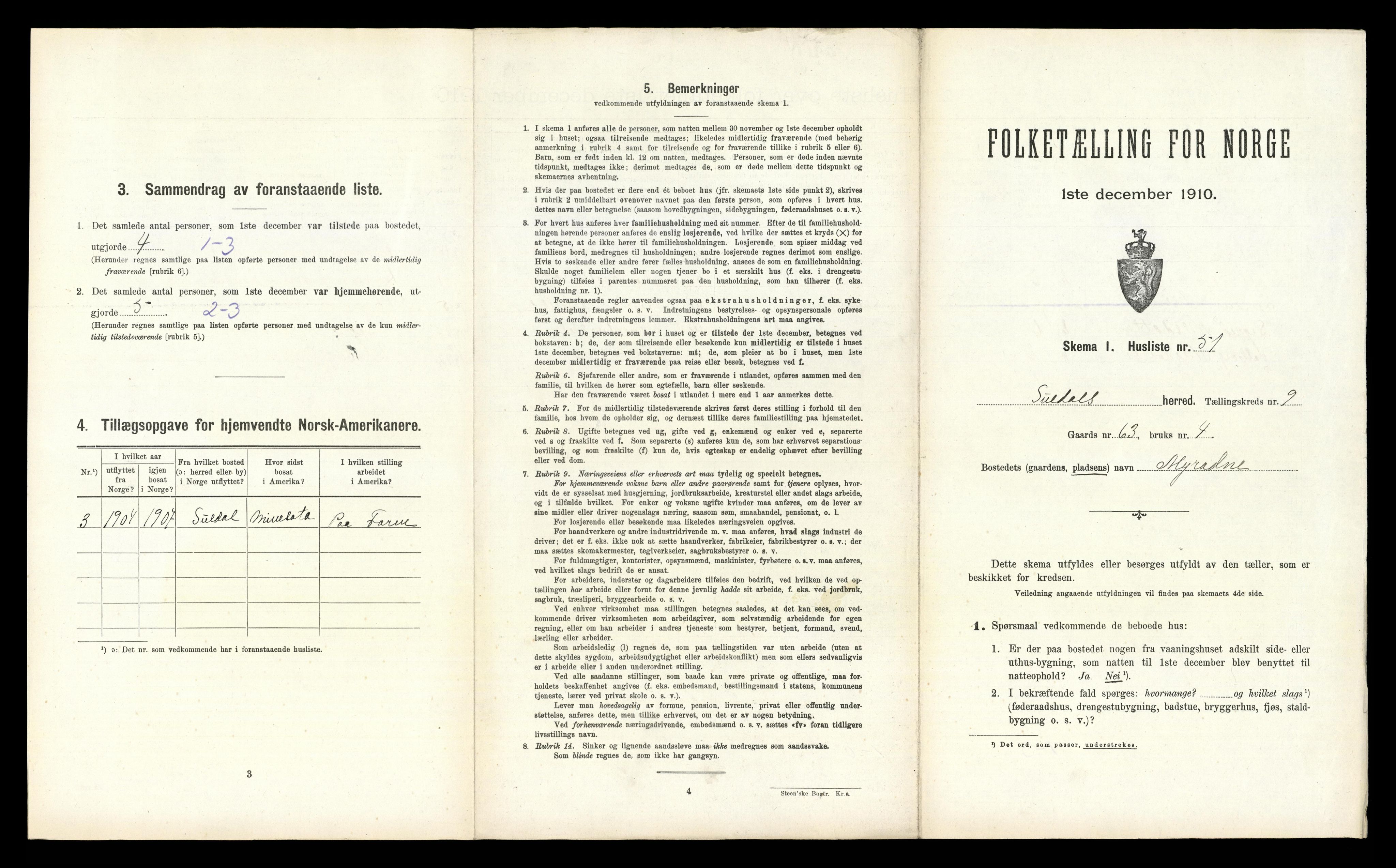 RA, 1910 census for Suldal, 1910, p. 649
