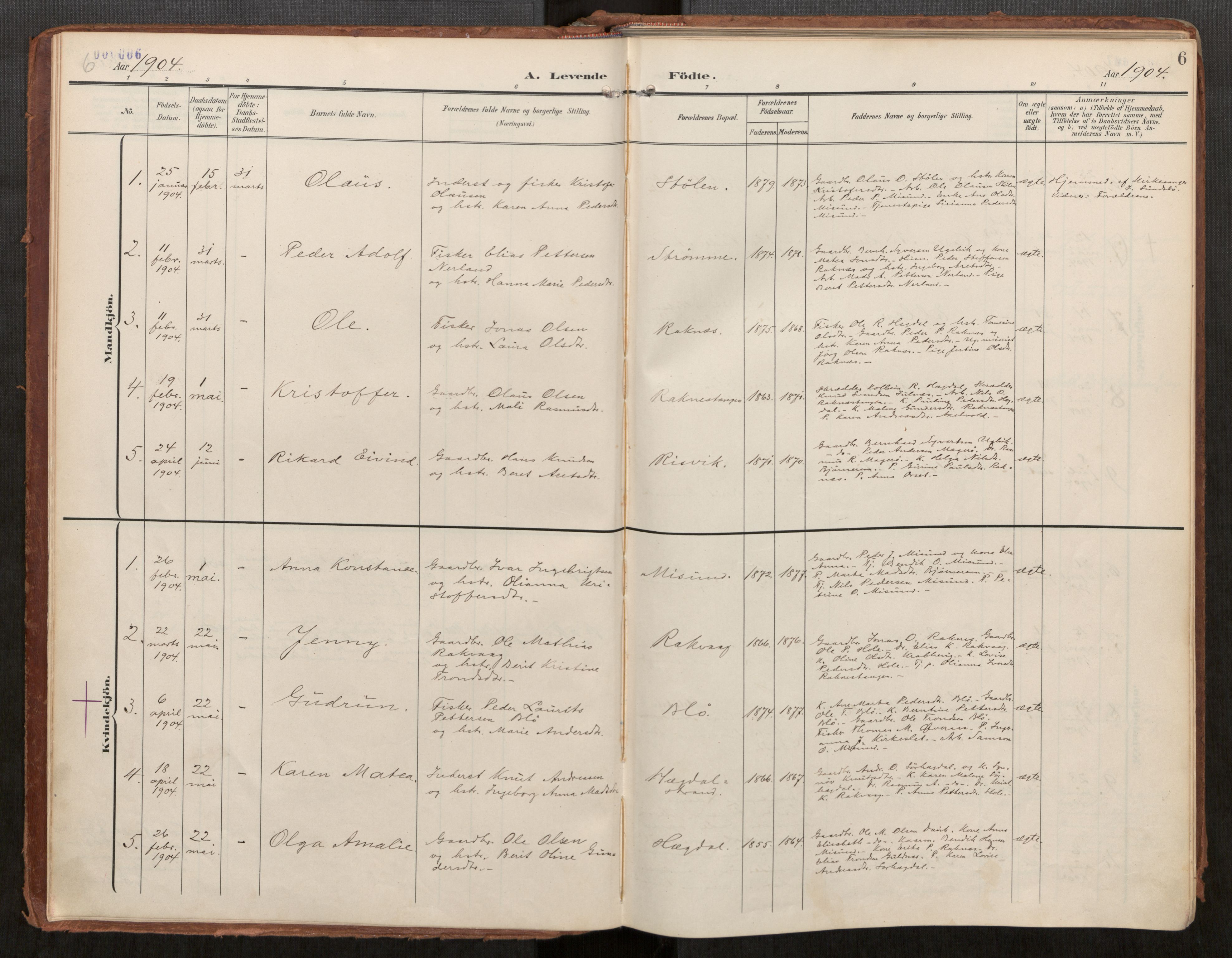 Ministerialprotokoller, klokkerbøker og fødselsregistre - Møre og Romsdal, AV/SAT-A-1454/563/L0740: Parish register (official) no. 563A02, 1903-1923, p. 6