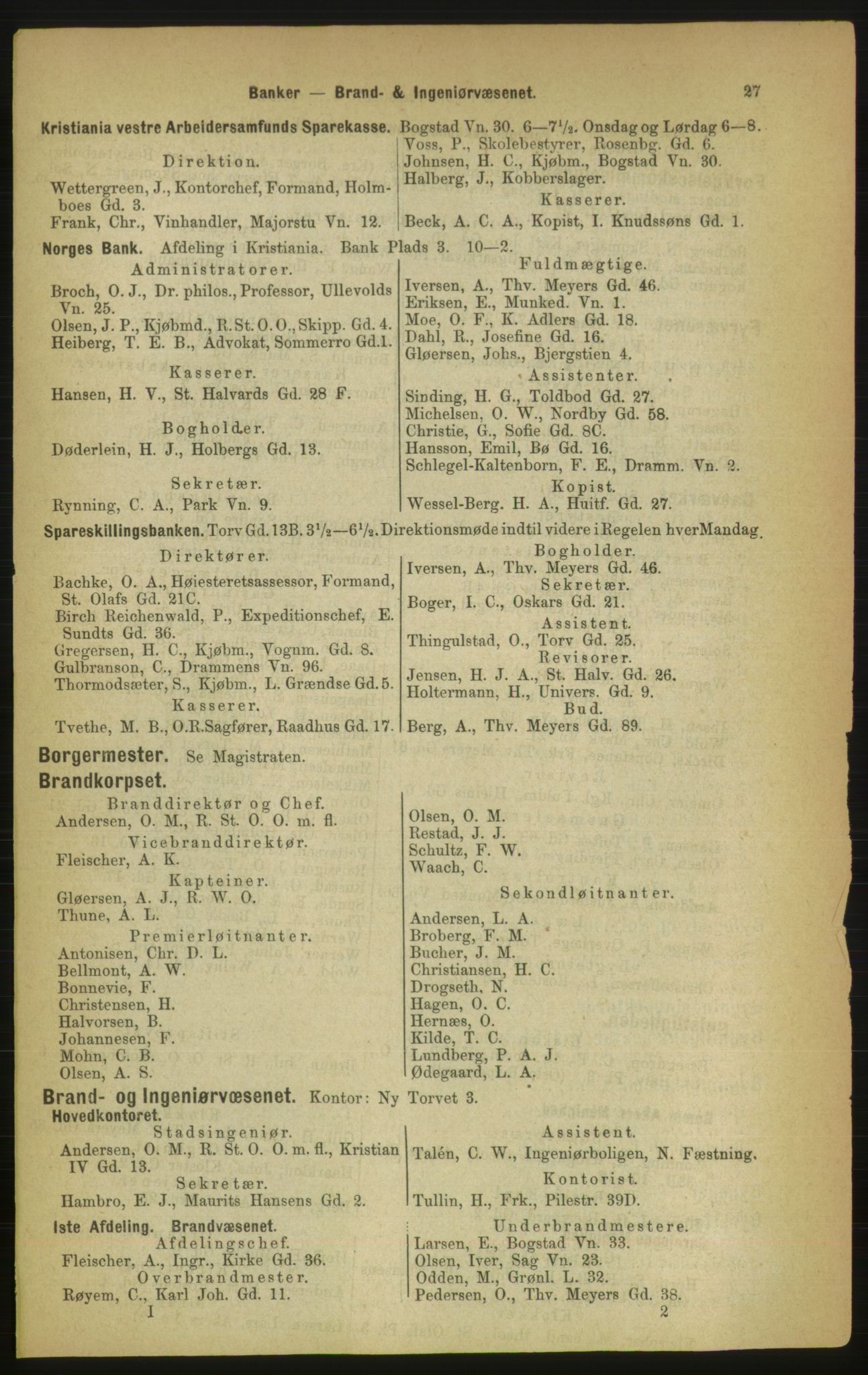 Kristiania/Oslo adressebok, PUBL/-, 1888, p. 27