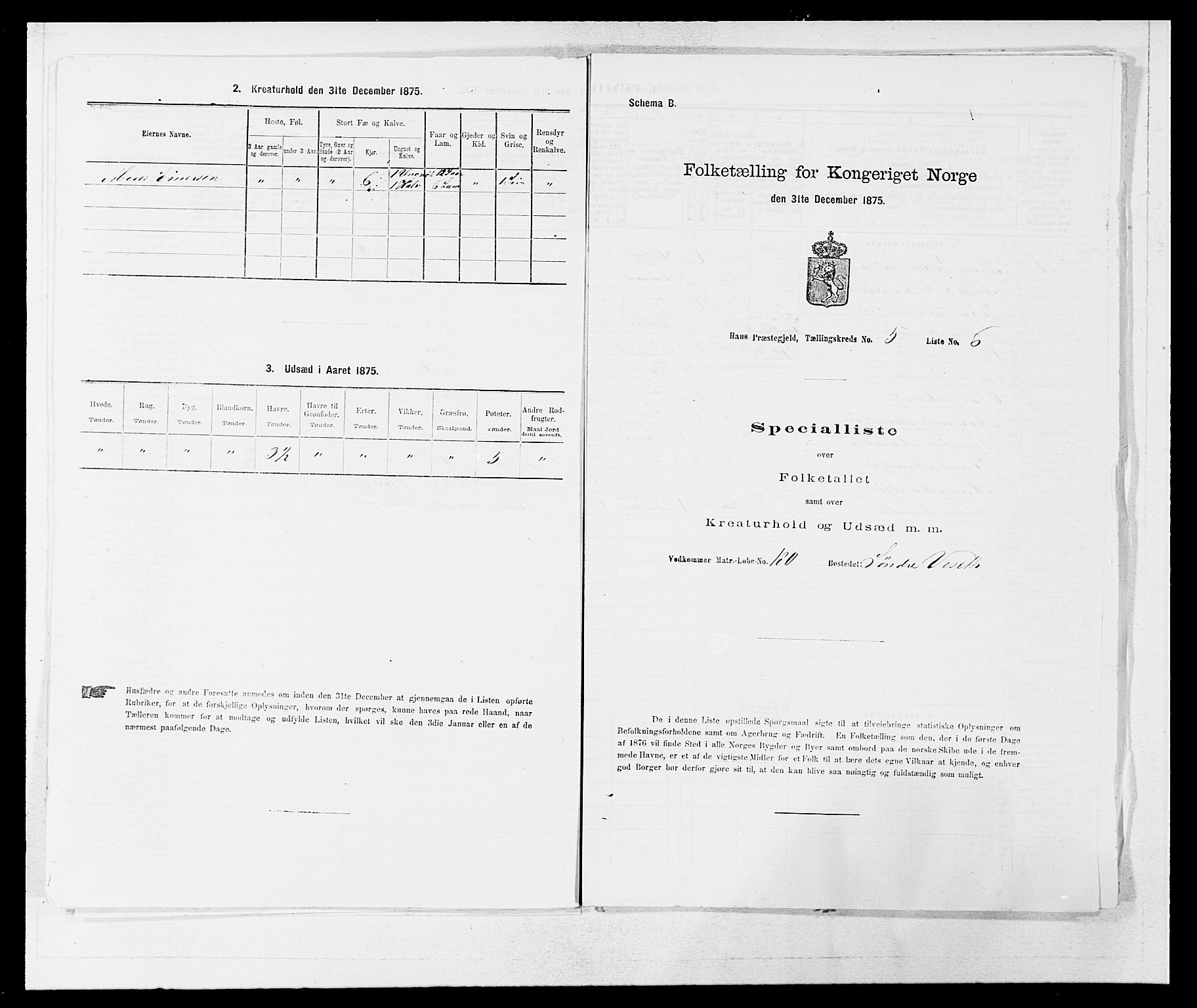 SAB, 1875 census for 1250P Haus, 1875, p. 527