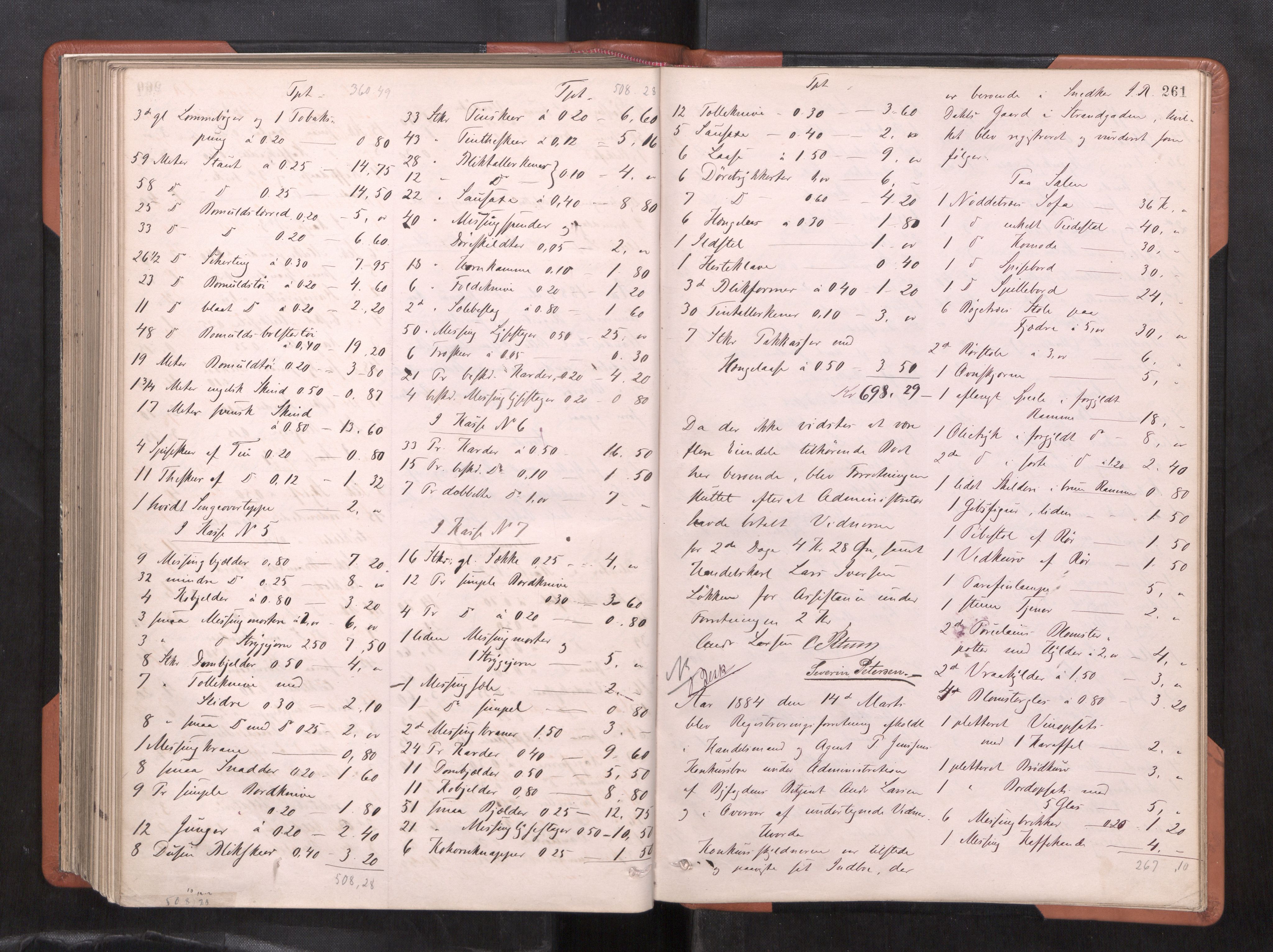 Trondheim byfogd, AV/SAT-A-0003/1/3/3C/L0009: Skifteregistreringsprotokoll (u/ register), 1878-1885, p. 261