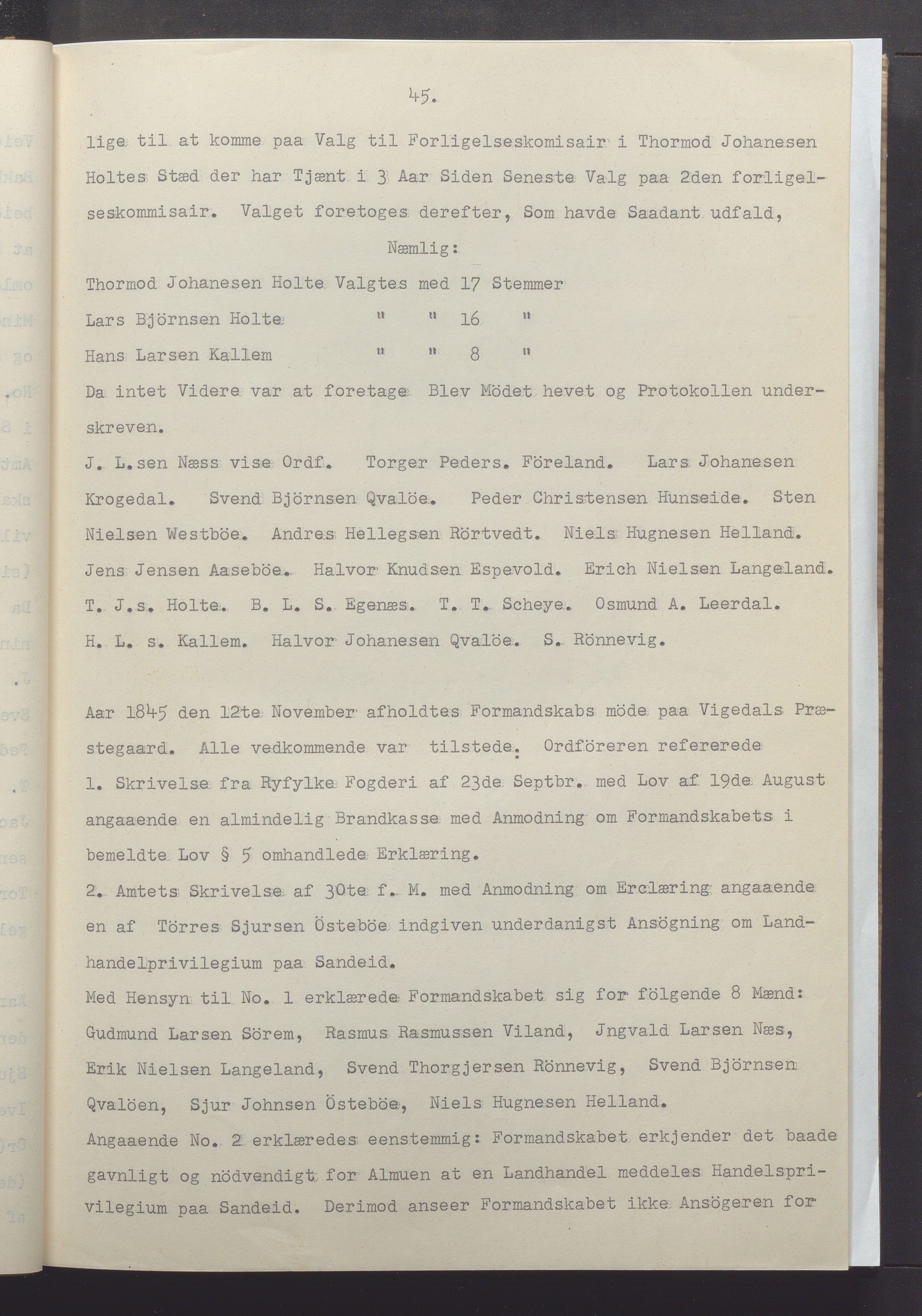 Vikedal kommune - Formannskapet, IKAR/K-100598/A/Ac/L0001: Avskrift av møtebok, 1837-1874, p. 45