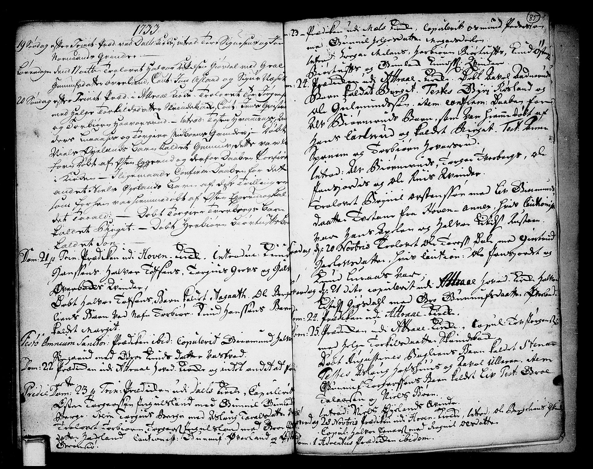 Tinn kirkebøker, SAKO/A-308/F/Fa/L0001: Parish register (official) no. I 1, 1717-1734, p. 85