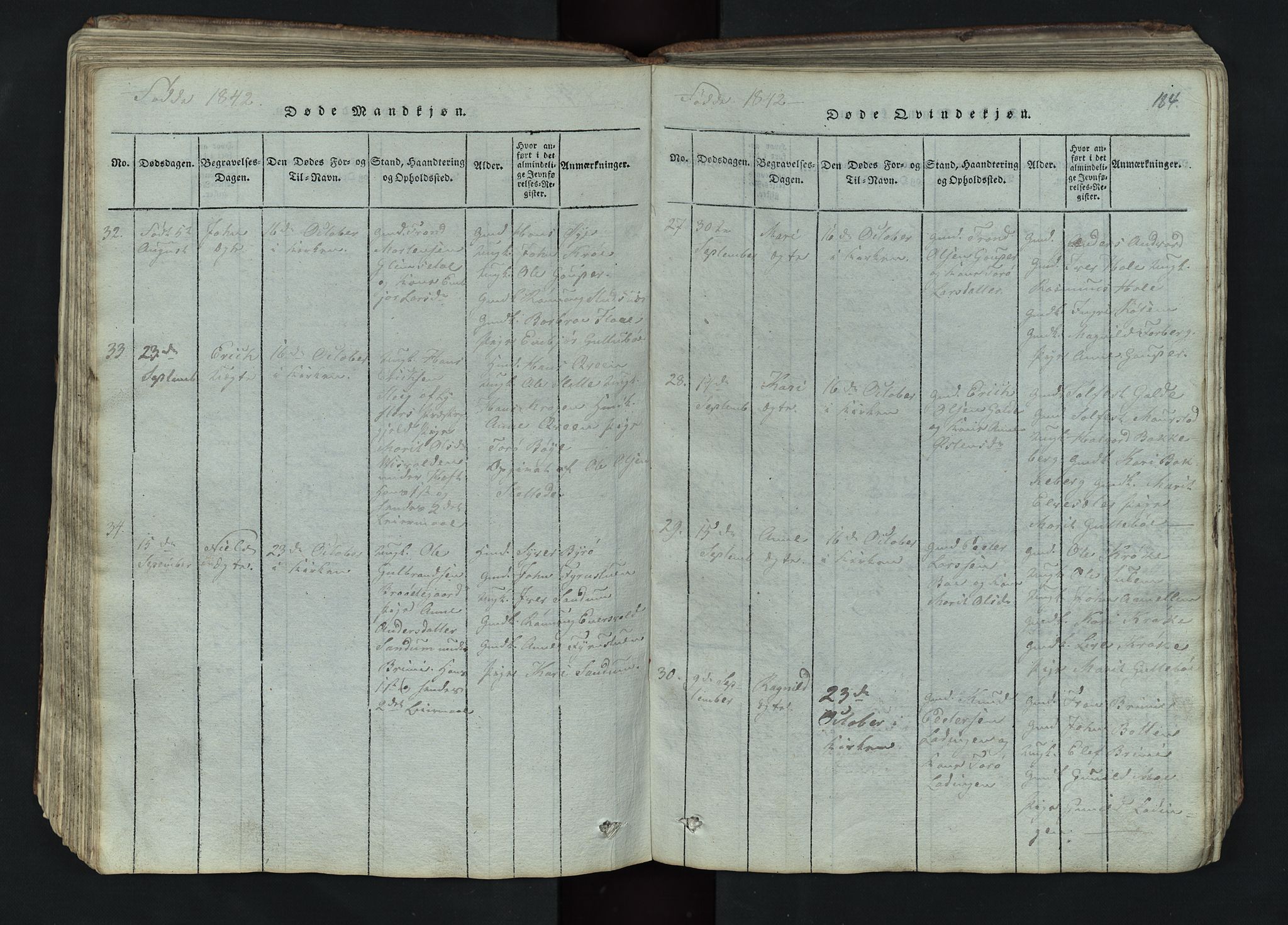Lom prestekontor, AV/SAH-PREST-070/L/L0002: Parish register (copy) no. 2, 1815-1844, p. 184