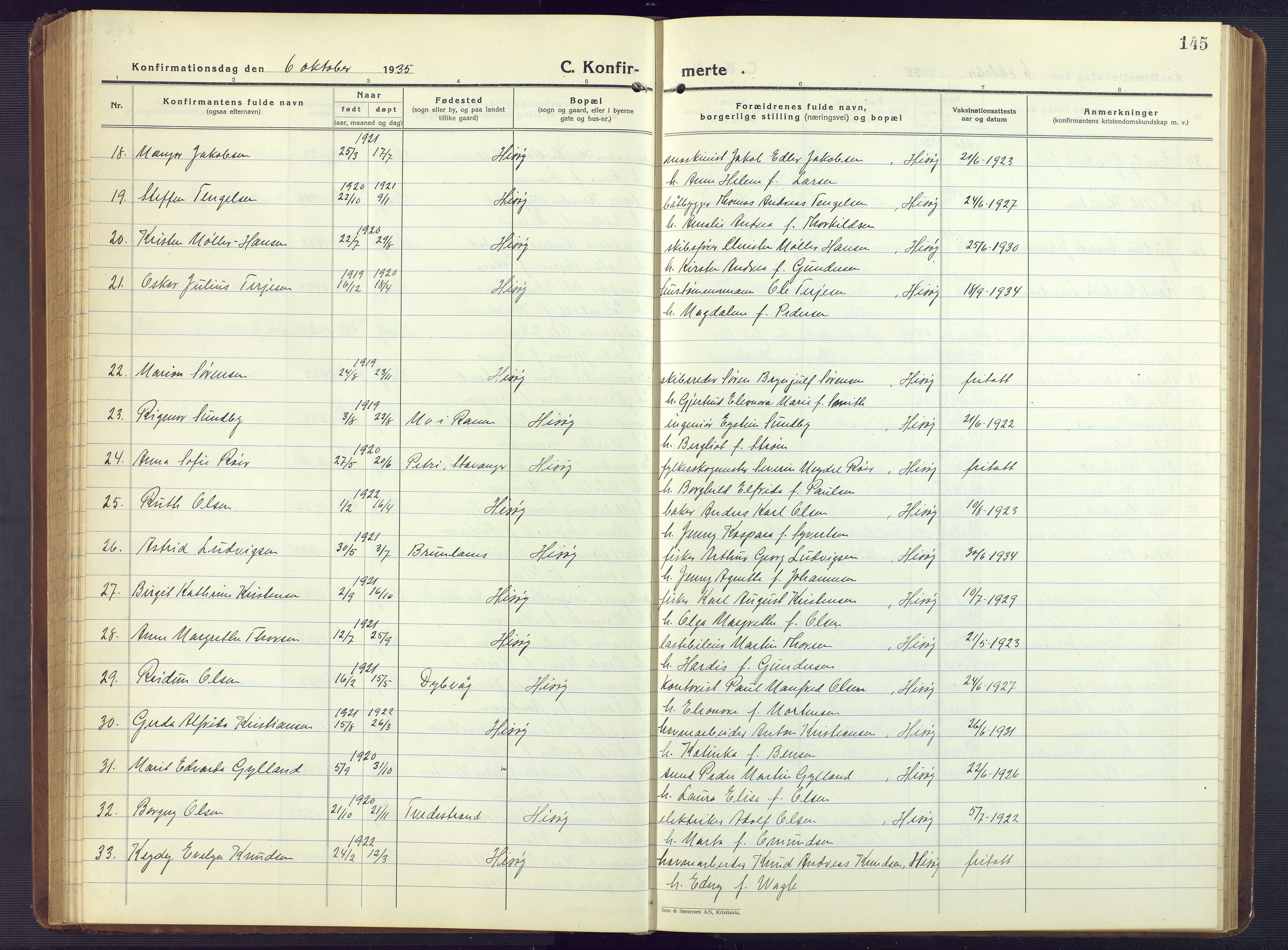 Hisøy sokneprestkontor, AV/SAK-1111-0020/F/Fb/L0005: Parish register (copy) no. B 5, 1924-1946, p. 145