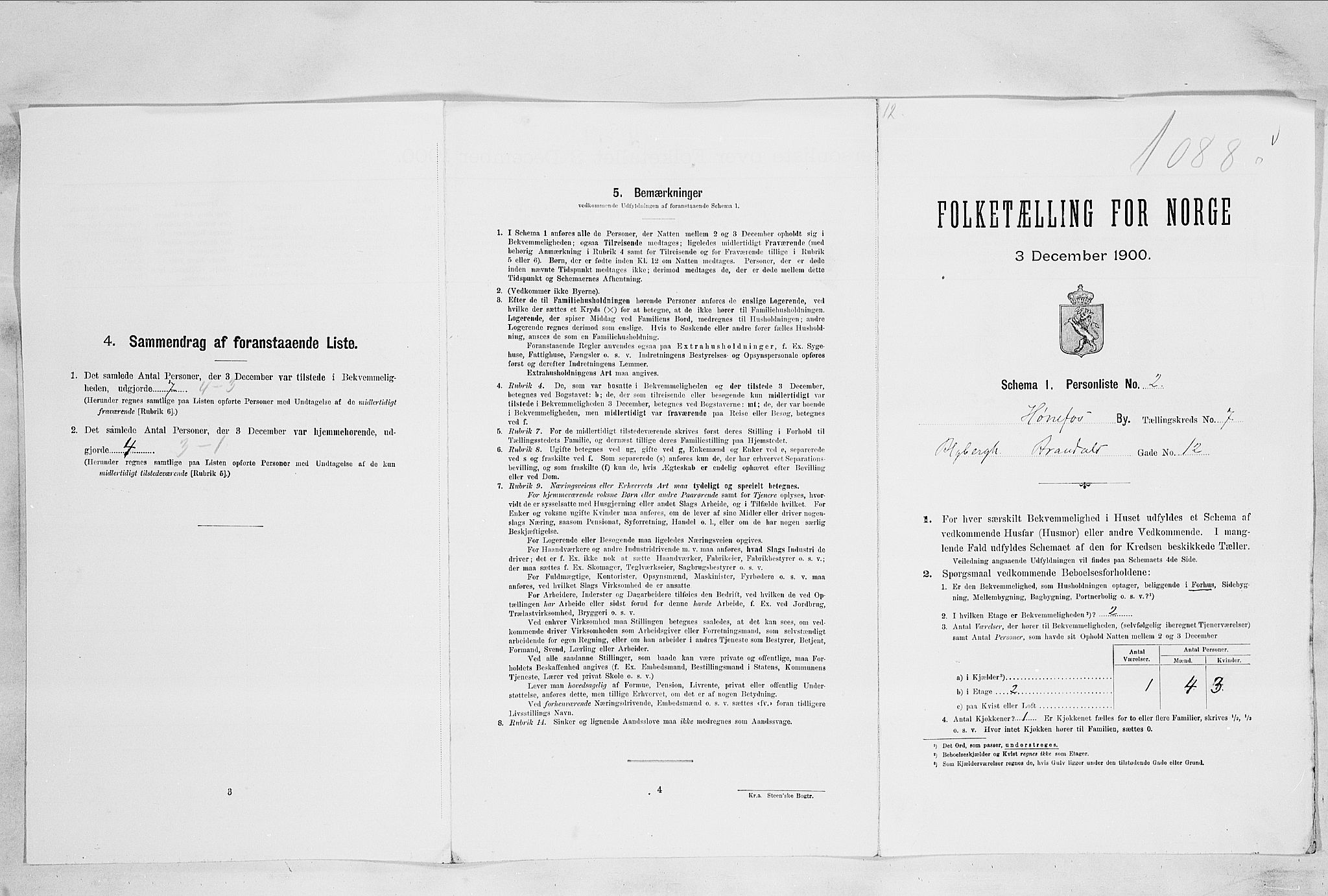 RA, 1900 census for Hønefoss, 1900, p. 689