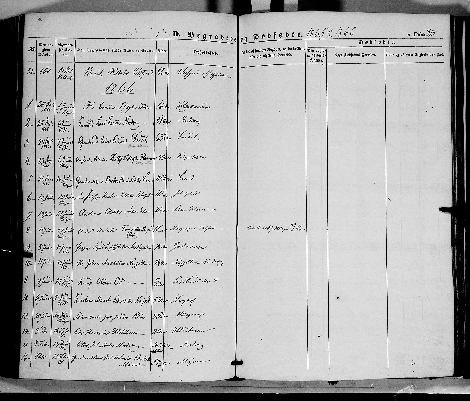 Tolga prestekontor, SAH/PREST-062/K/L0006: Parish register (official) no. 6, 1852-1876, p. 313