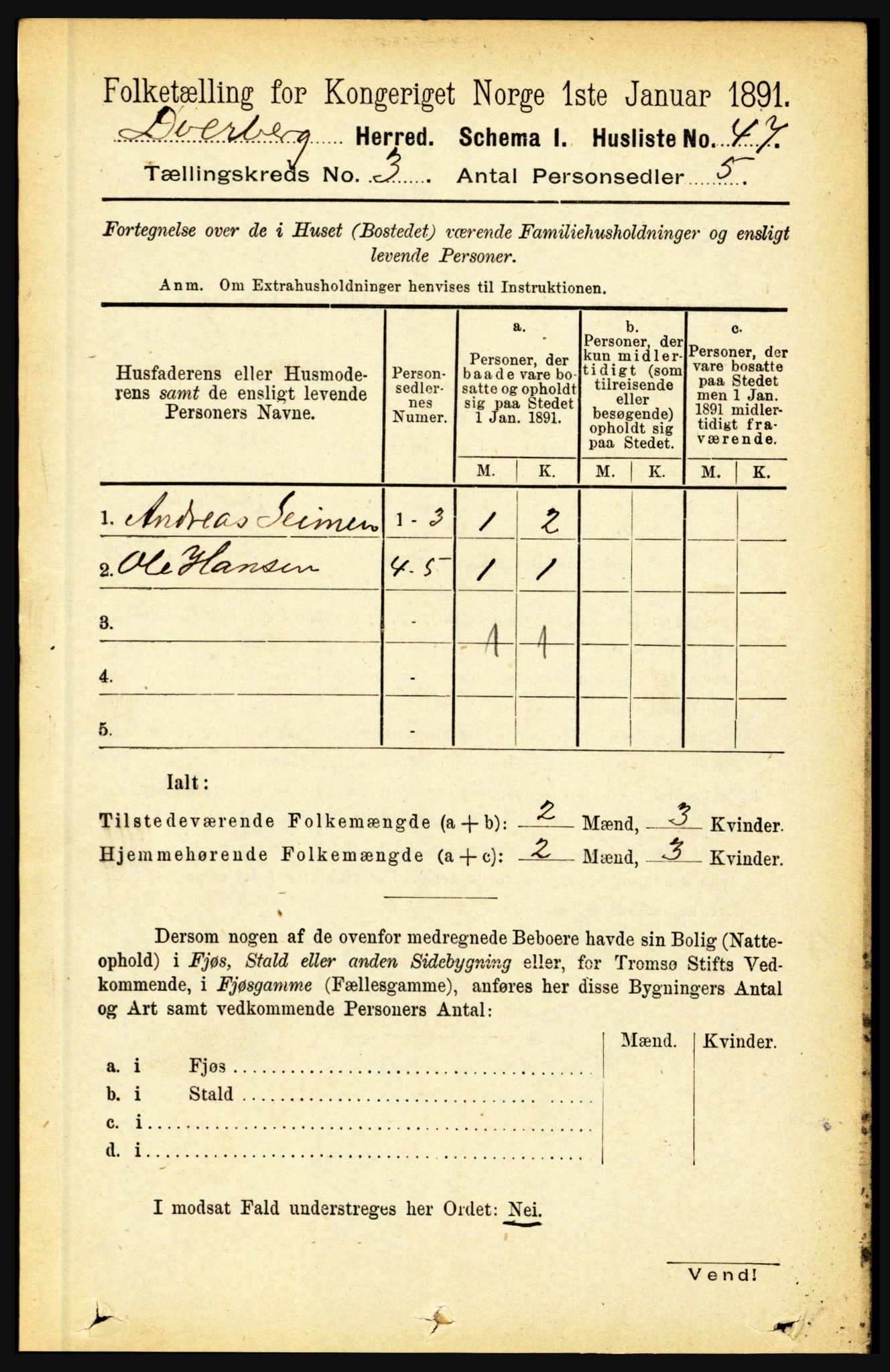 RA, 1891 census for 1872 Dverberg, 1891, p. 930