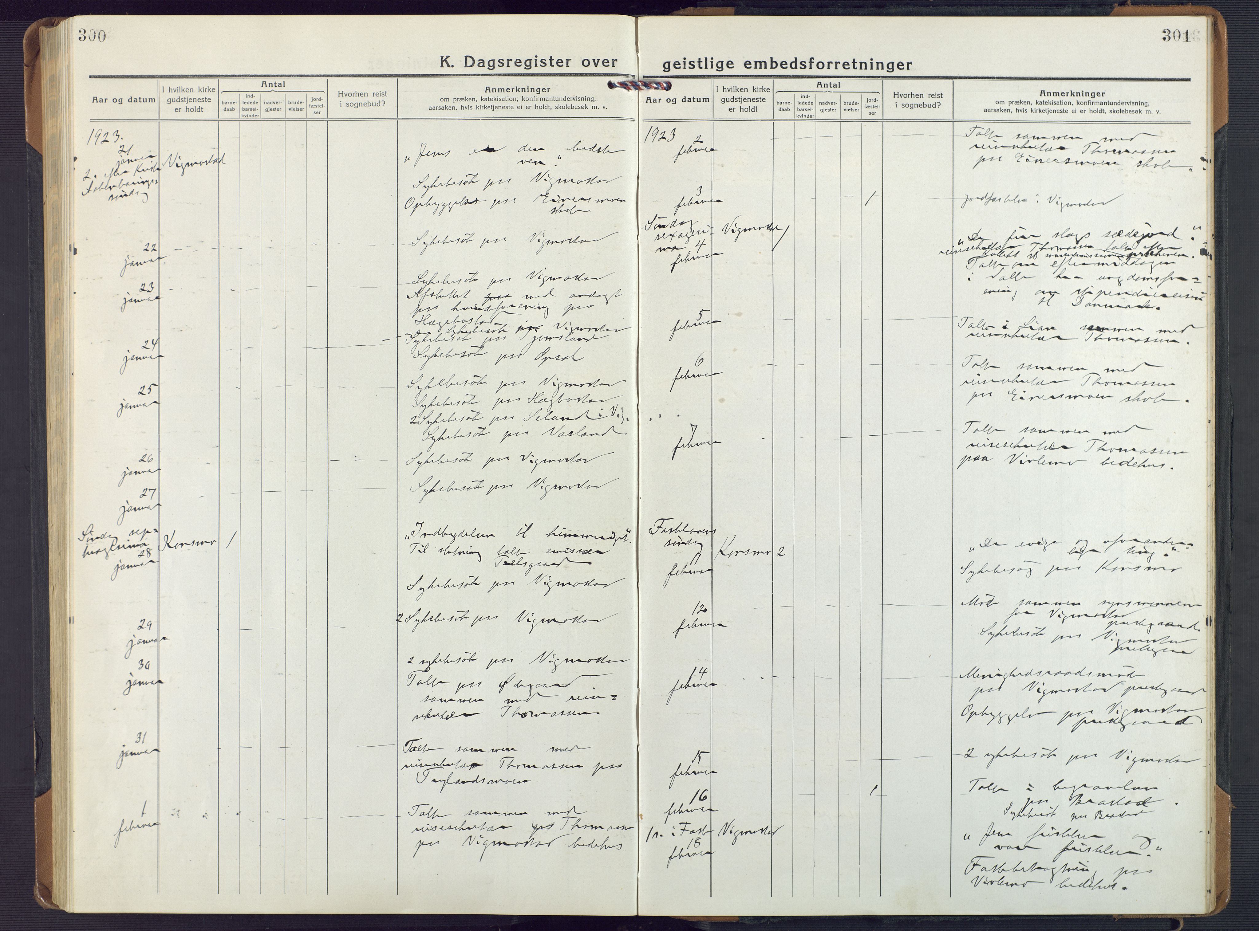 Nord-Audnedal sokneprestkontor, AV/SAK-1111-0032/F/Fa/Fab/L0005: Parish register (official) no. A 5, 1918-1925, p. 300-301