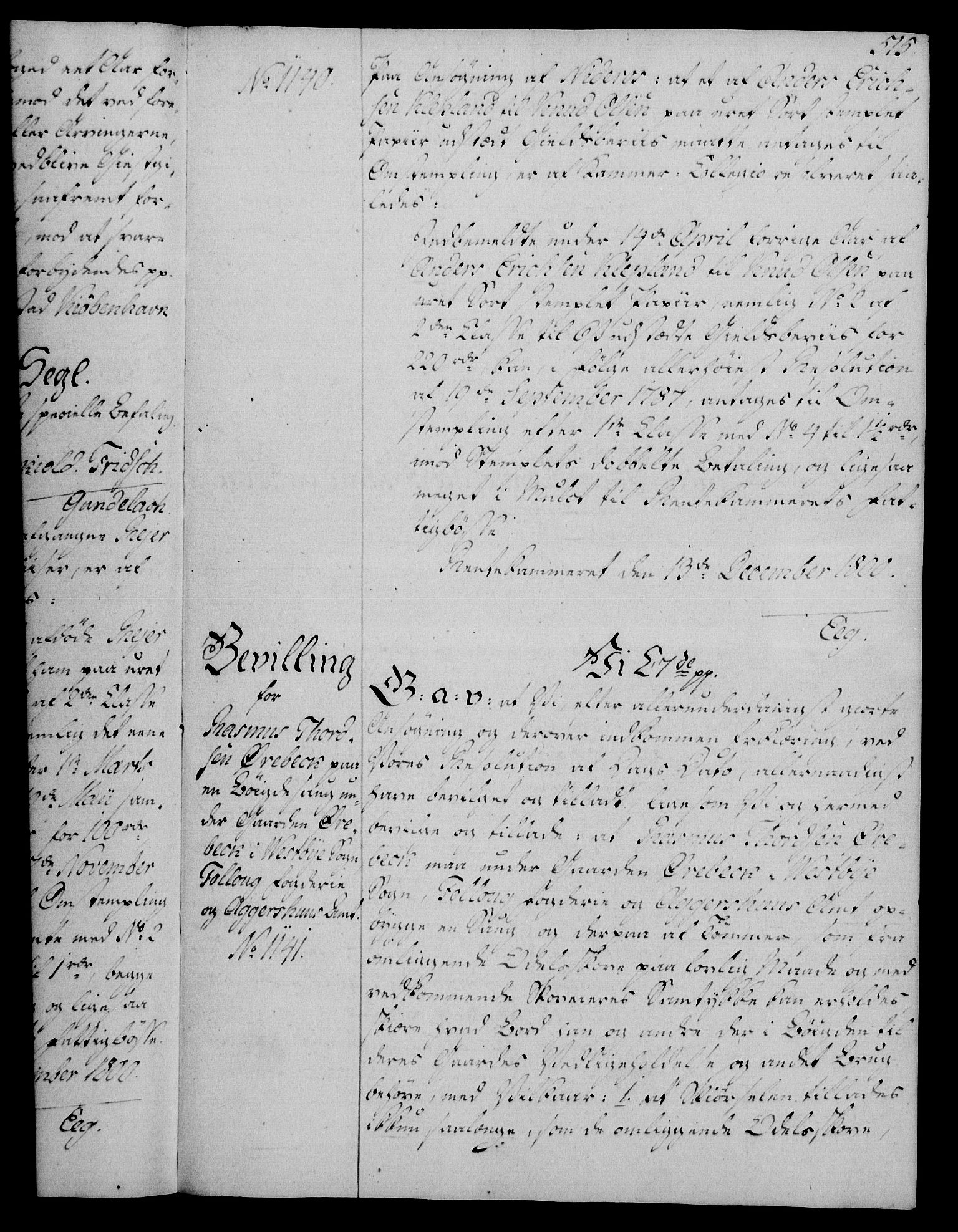 Rentekammeret, Kammerkanselliet, RA/EA-3111/G/Gg/Gga/L0016: Norsk ekspedisjonsprotokoll med register (merket RK 53.16), 1794-1800, p. 515