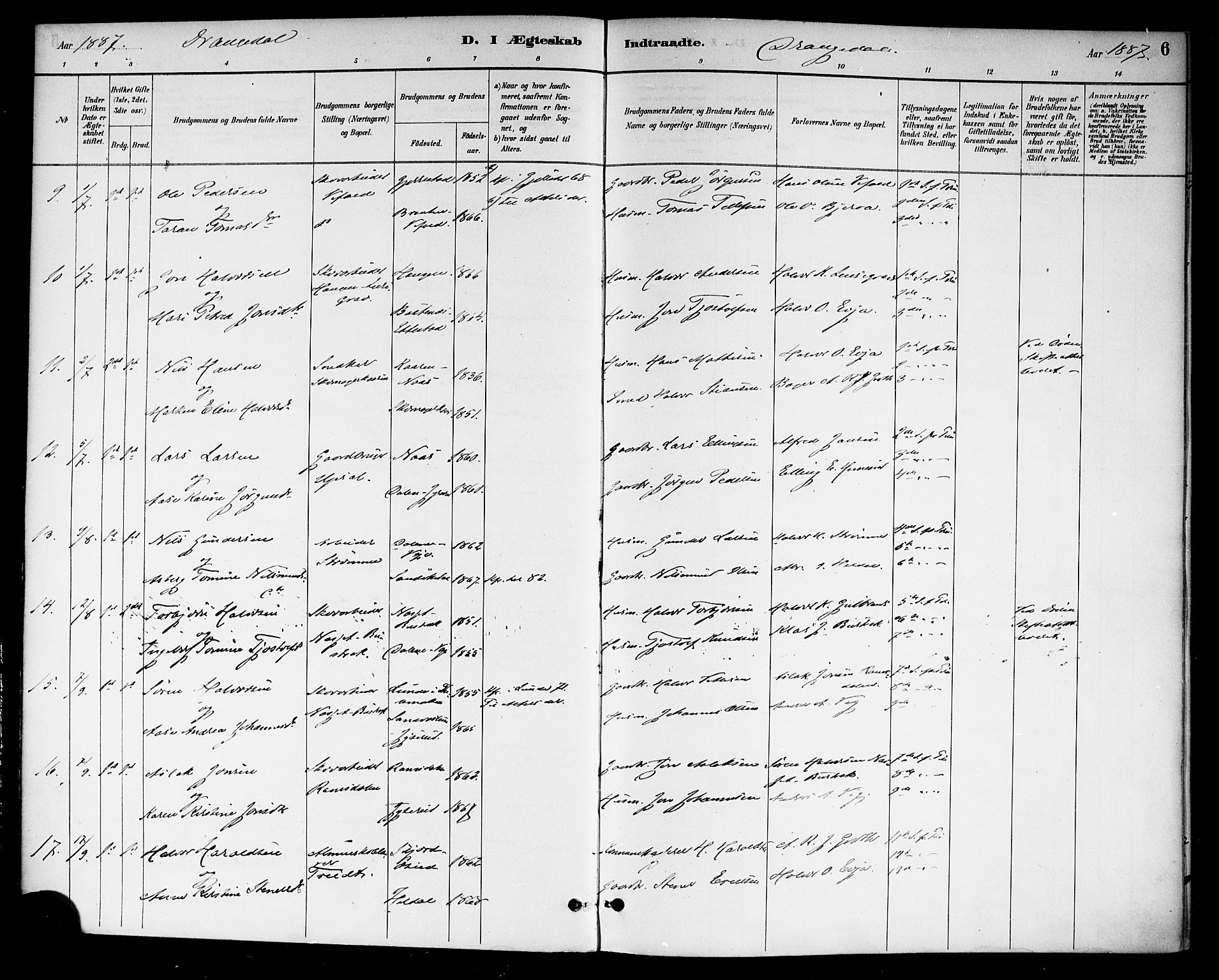 Drangedal kirkebøker, SAKO/A-258/F/Fa/L0011: Parish register (official) no. 11 /1, 1885-1894, p. 6