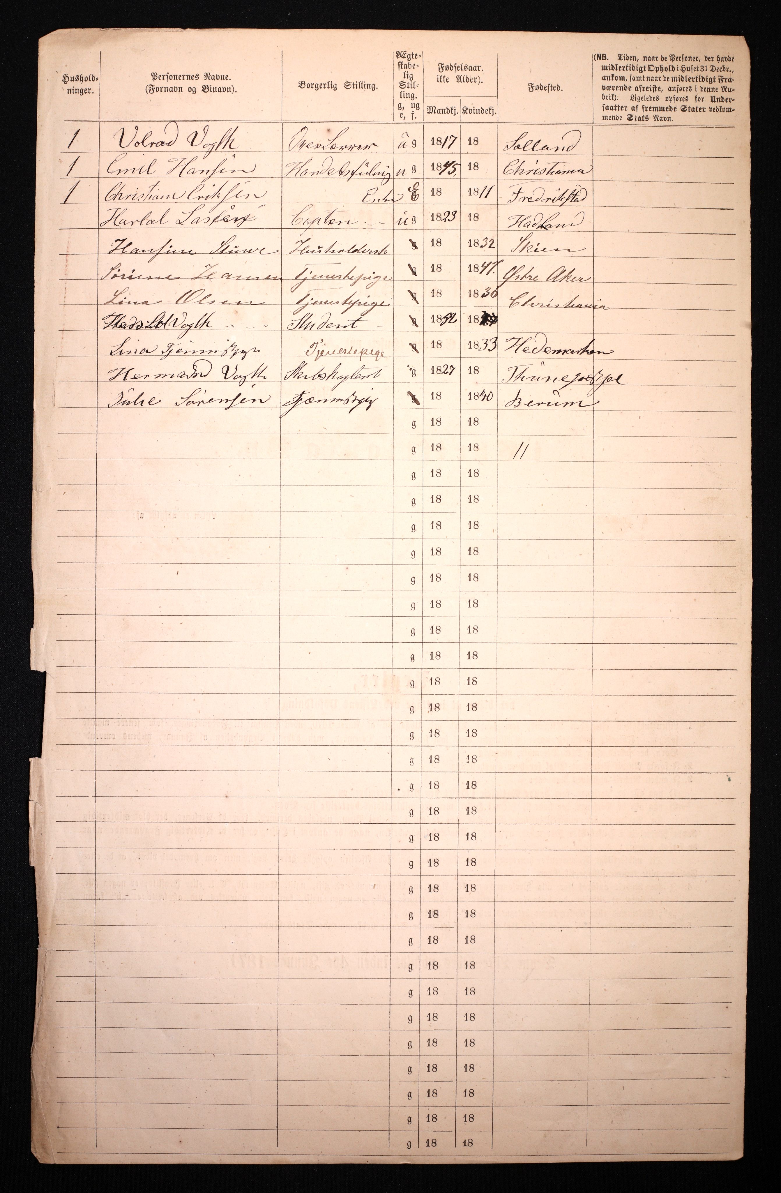 RA, 1870 census for 0301 Kristiania, 1870, p. 3312