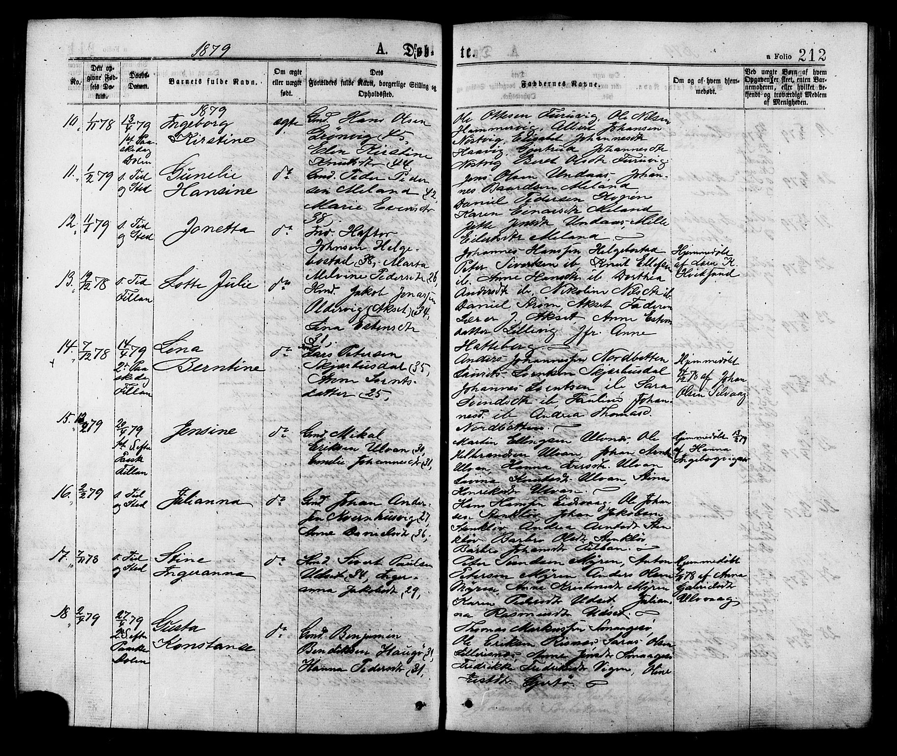 Ministerialprotokoller, klokkerbøker og fødselsregistre - Sør-Trøndelag, AV/SAT-A-1456/634/L0532: Parish register (official) no. 634A08, 1871-1881, p. 212