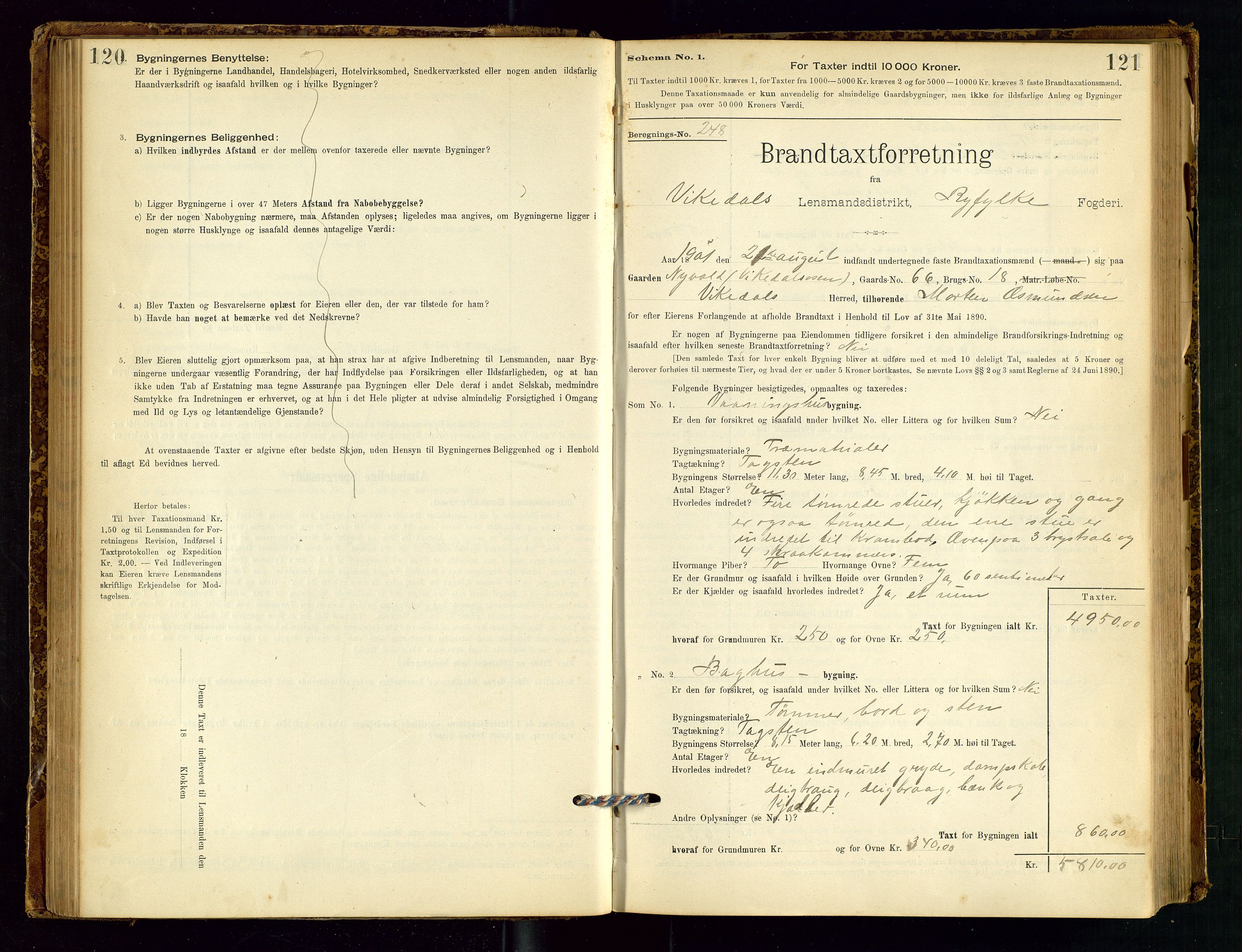 Vikedal lensmannskontor, SAST/A-100179/Gob/L0004: Branntakstprotokoll, 1894-1952, p. 120-121