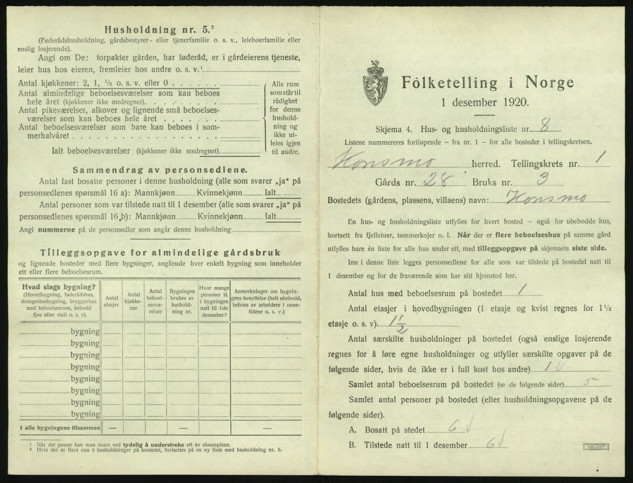 SAK, 1920 census for Konsmo, 1920, p. 48