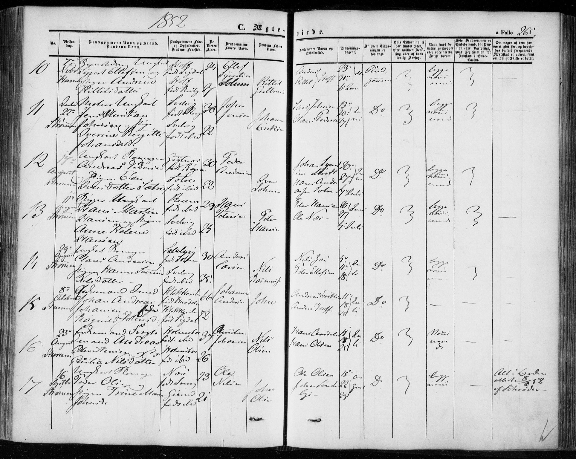 Hurum kirkebøker, SAKO/A-229/F/Fa/L0011: Parish register (official) no. 11, 1847-1860, p. 265