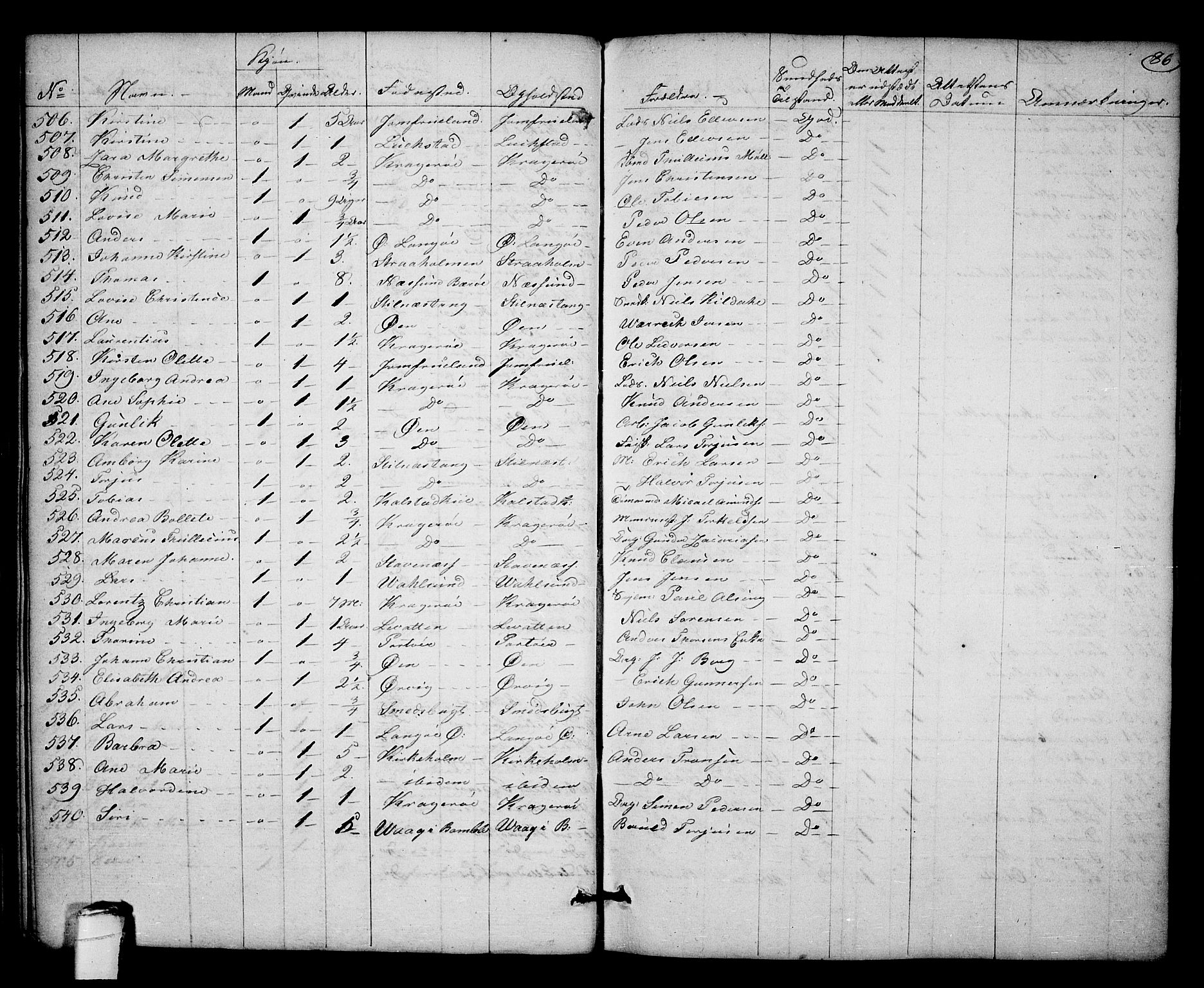 Kragerø kirkebøker, SAKO/A-278/F/Fa/L0003: Parish register (official) no. 3, 1802-1813, p. 86