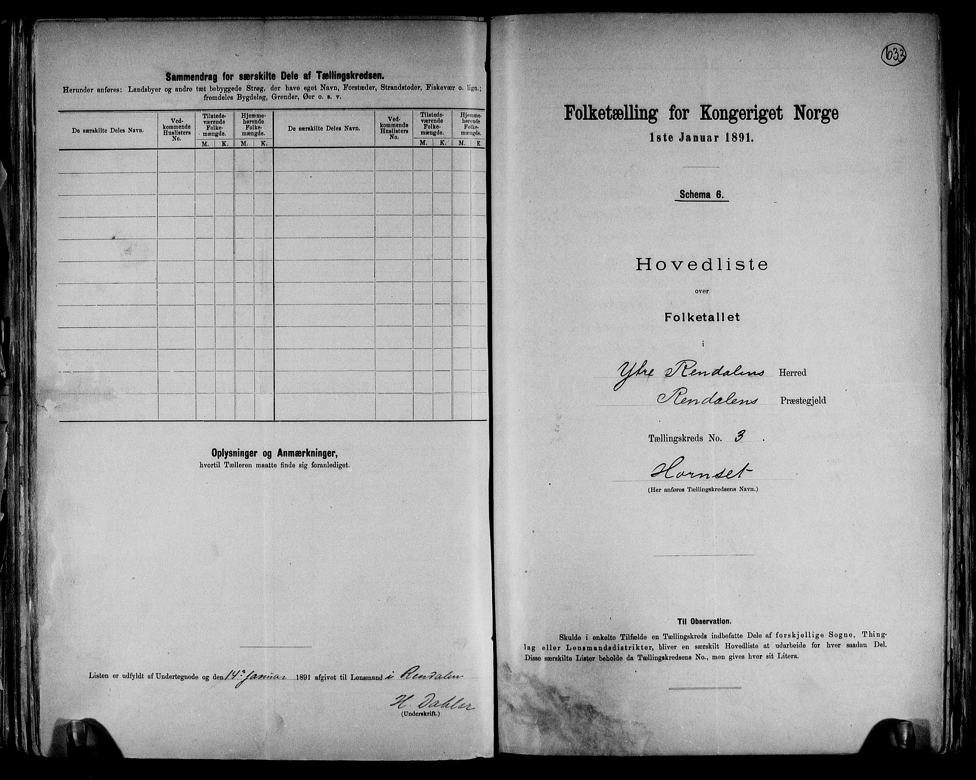 RA, 1891 census for 0432 Ytre Rendal, 1891, p. 9