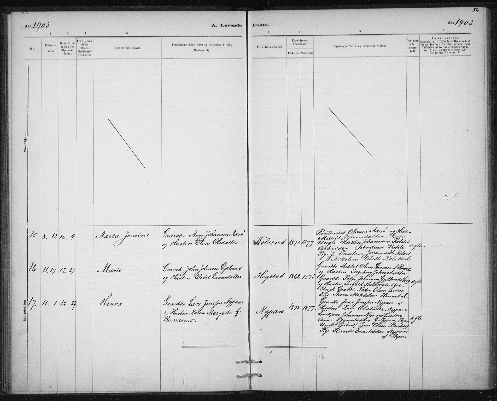 Ministerialprotokoller, klokkerbøker og fødselsregistre - Sør-Trøndelag, SAT/A-1456/613/L0392: Parish register (official) no. 613A01, 1887-1906, p. 56