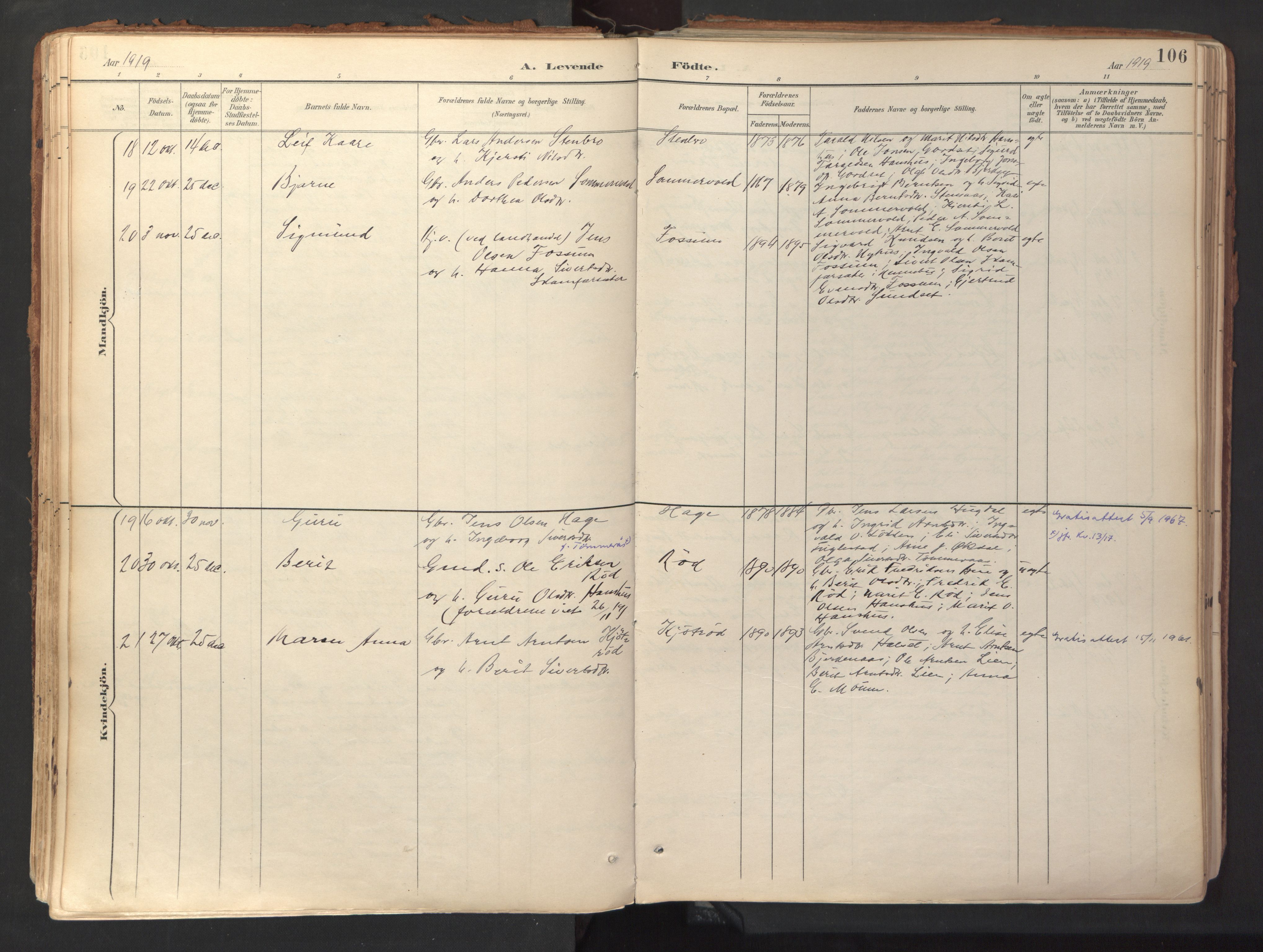 Ministerialprotokoller, klokkerbøker og fødselsregistre - Sør-Trøndelag, SAT/A-1456/689/L1041: Parish register (official) no. 689A06, 1891-1923, p. 106