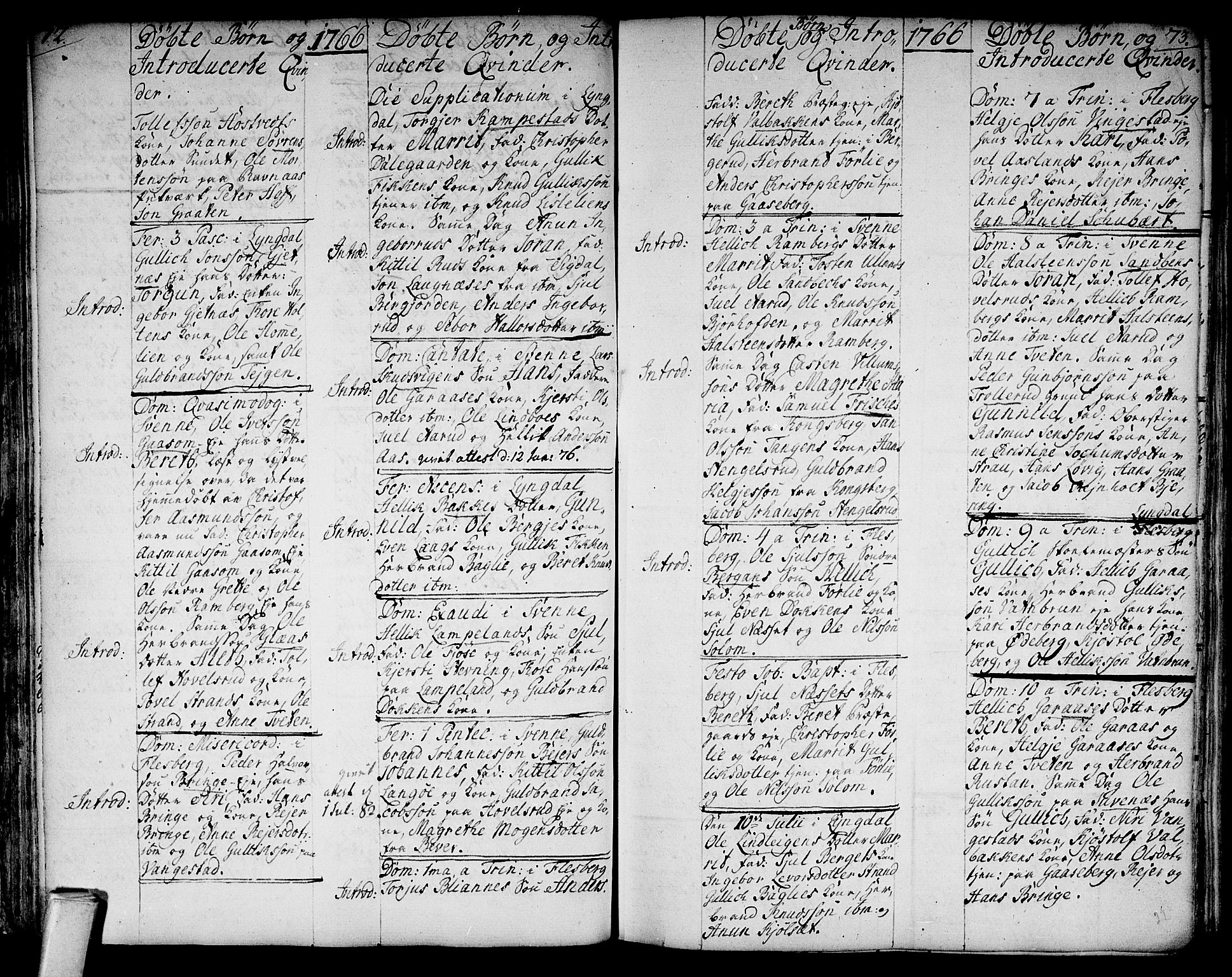 Flesberg kirkebøker, AV/SAKO-A-18/F/Fa/L0003: Parish register (official) no. I 3, 1748-1790, p. 72-73