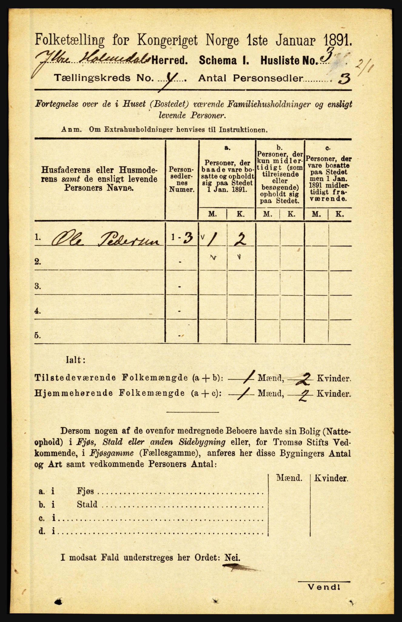 RA, 1891 census for 1429 Ytre Holmedal, 1891, p. 857