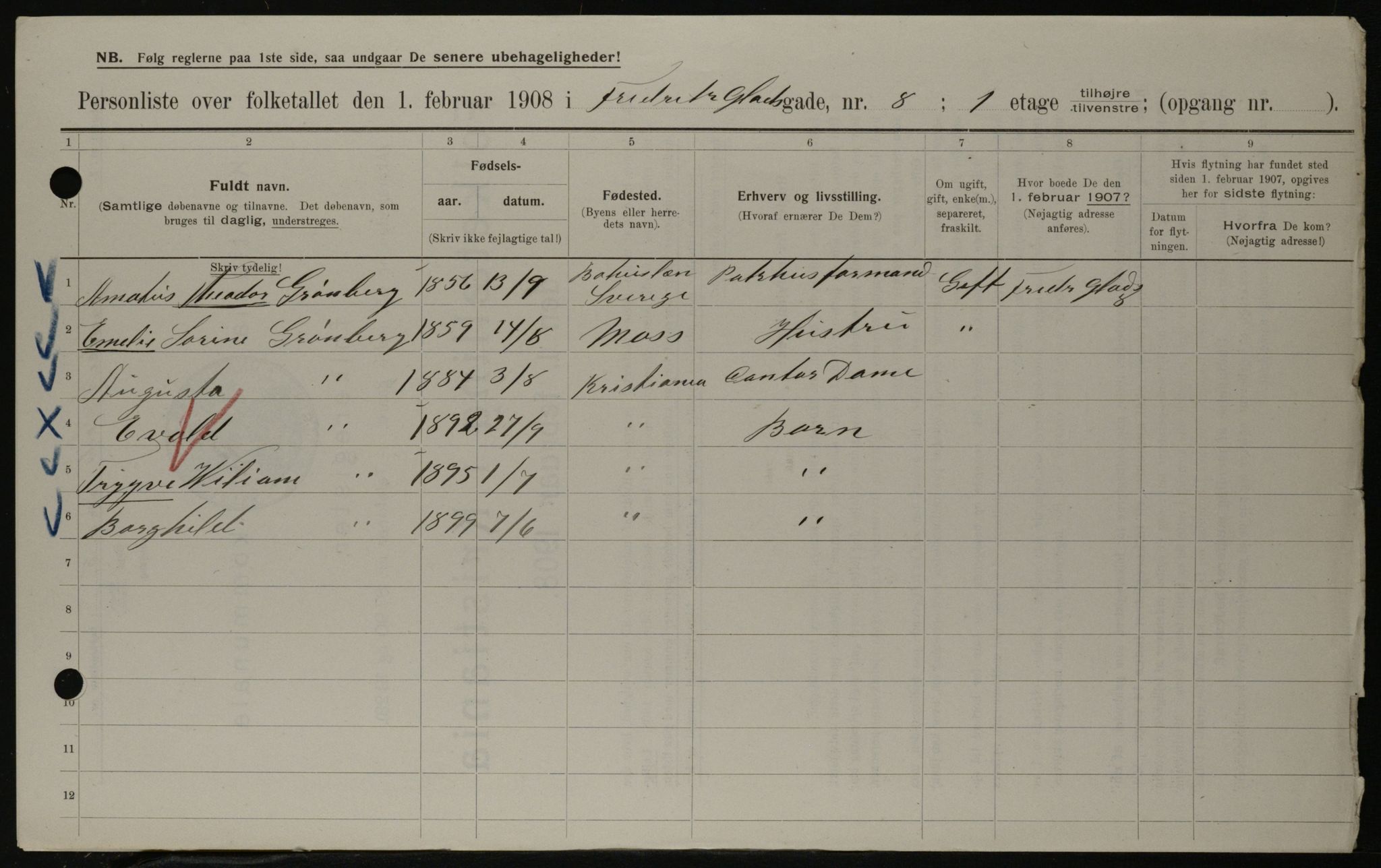 OBA, Municipal Census 1908 for Kristiania, 1908, p. 23973