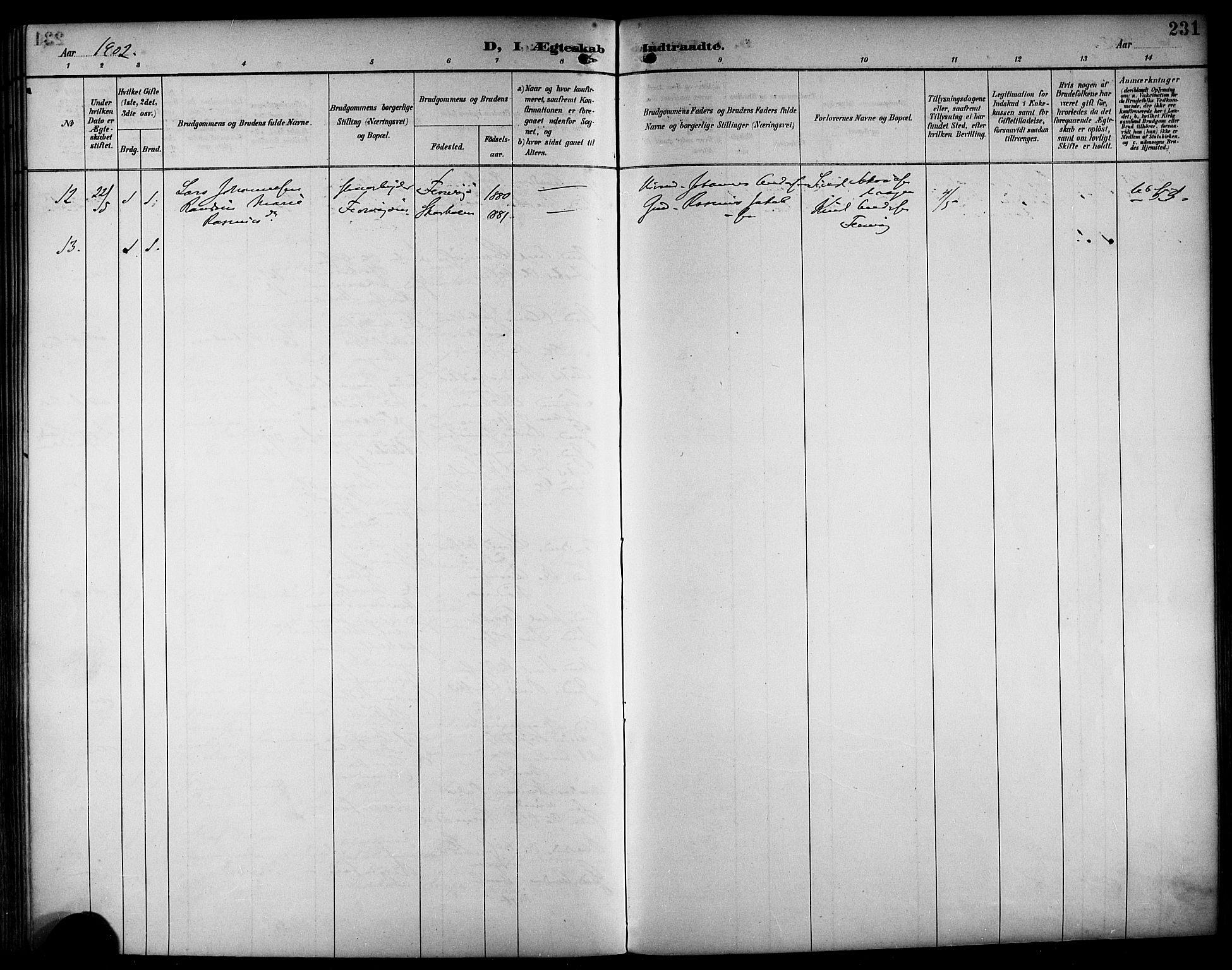 Askøy Sokneprestembete, AV/SAB-A-74101/H/Ha/Haa/Haab/L0002: Parish register (official) no. B 2, 1889-1902, p. 231