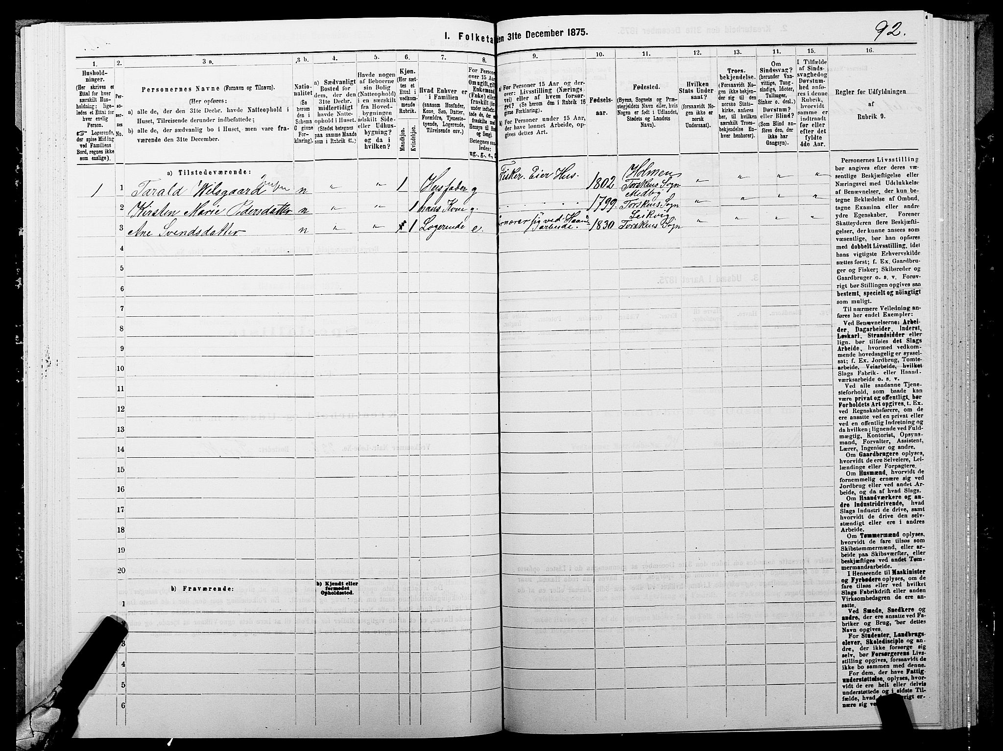 SATØ, 1875 census for 1929P Berg, 1875, p. 2092