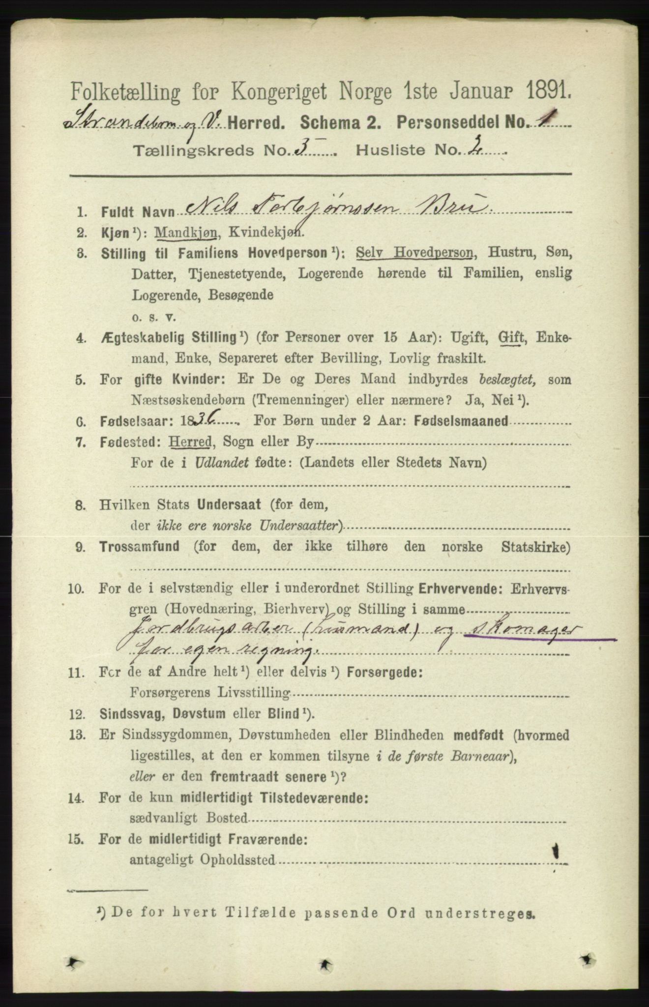 RA, 1891 census for 1226 Strandebarm og Varaldsøy, 1891, p. 1891