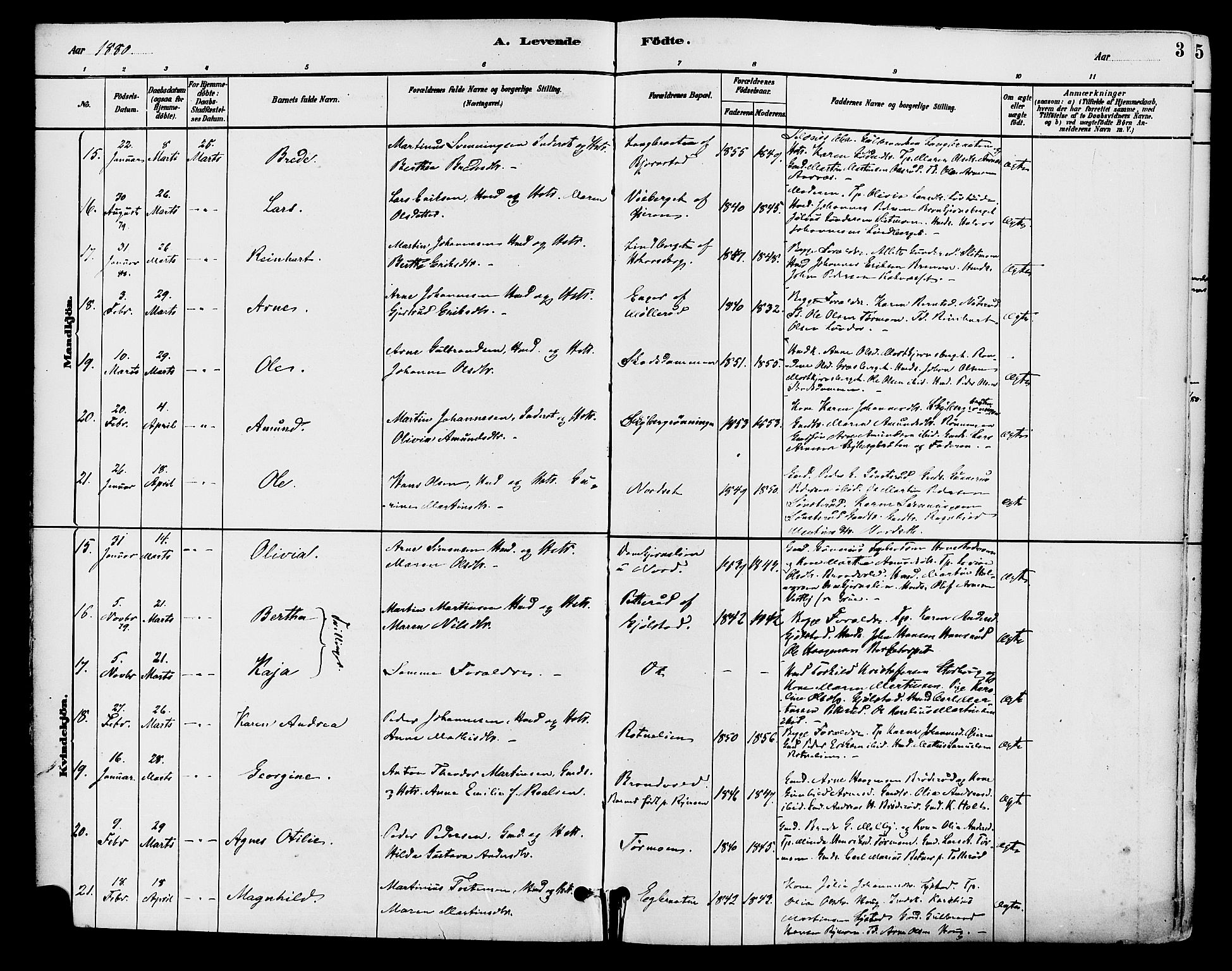 Brandval prestekontor, AV/SAH-PREST-034/H/Ha/Haa/L0002: Parish register (official) no. 2, 1880-1894, p. 3