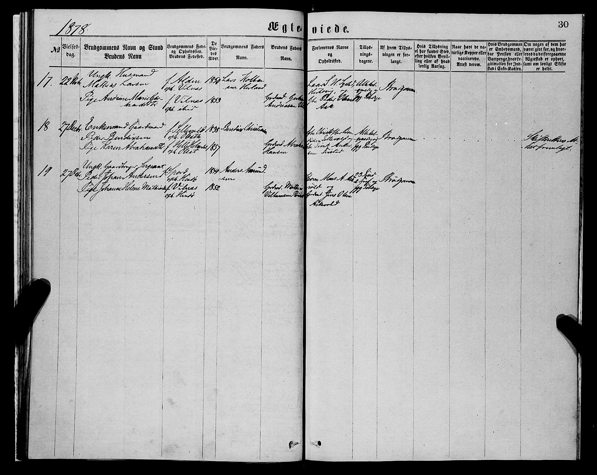 Askvoll sokneprestembete, AV/SAB-A-79501/H/Haa/Haaa/L0014: Parish register (official) no. A 14, 1868-1878, p. 30