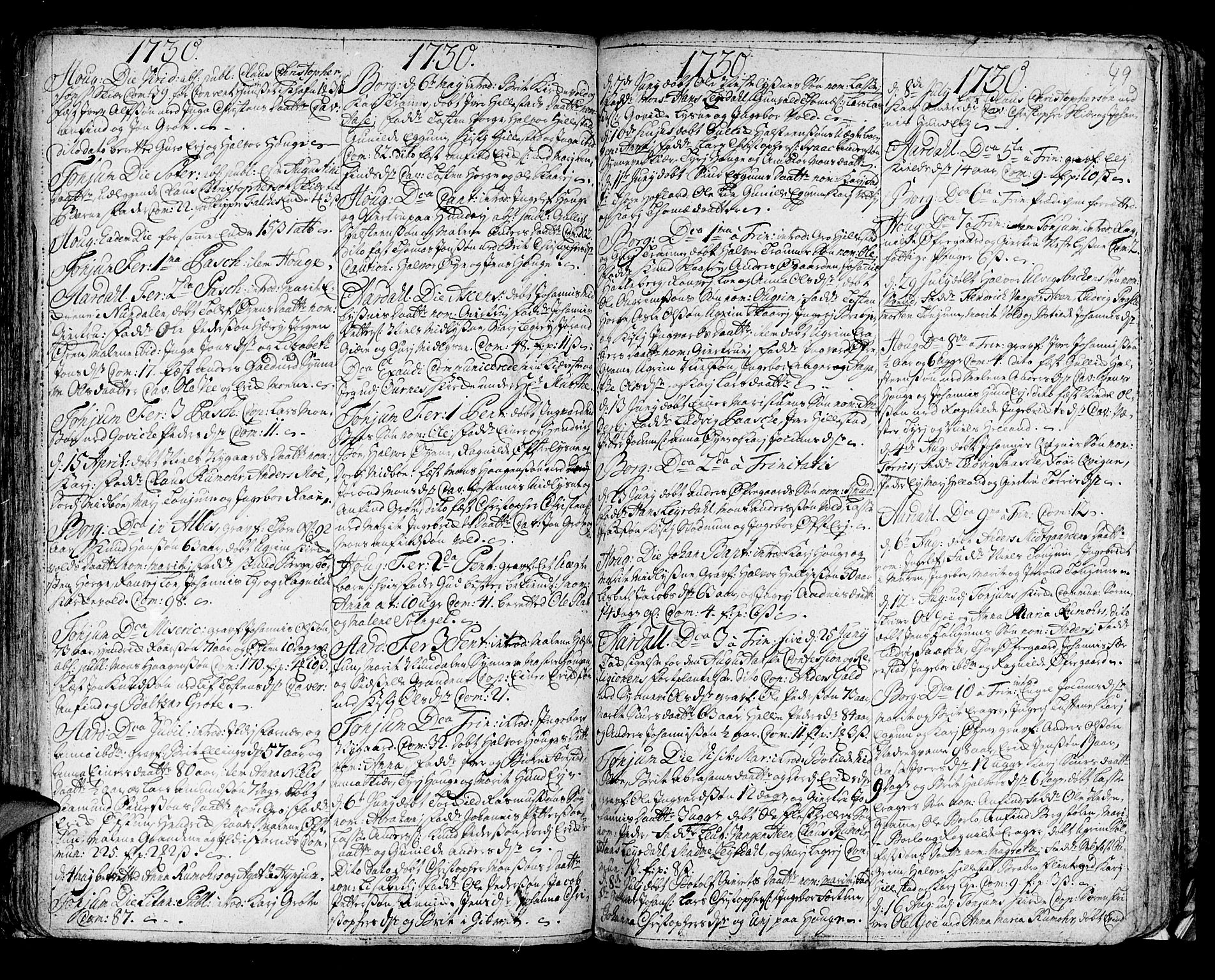 Lærdal sokneprestembete, SAB/A-81201: Parish register (official) no. A 1, 1711-1752, p. 49
