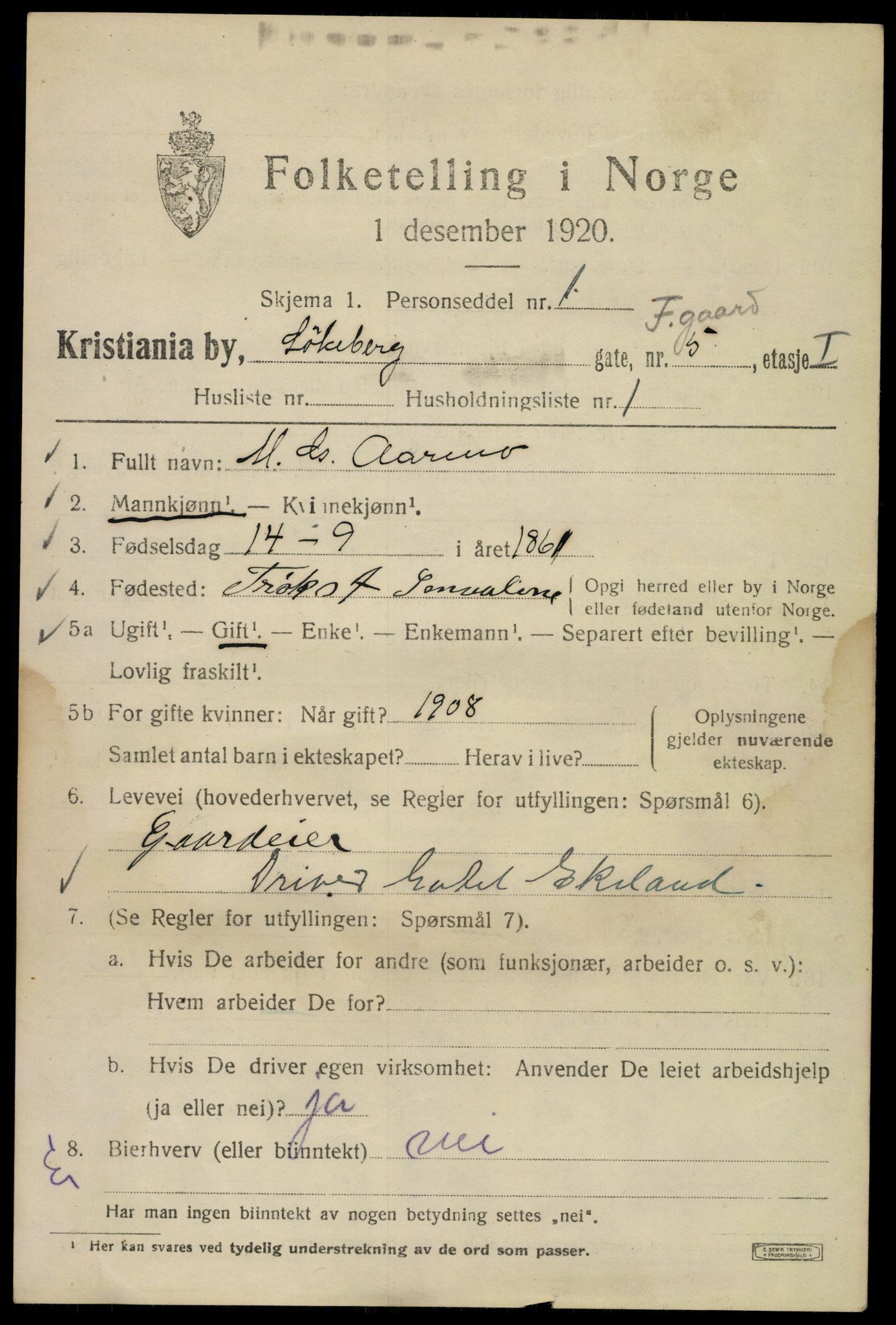 SAO, 1920 census for Kristiania, 1920, p. 366955