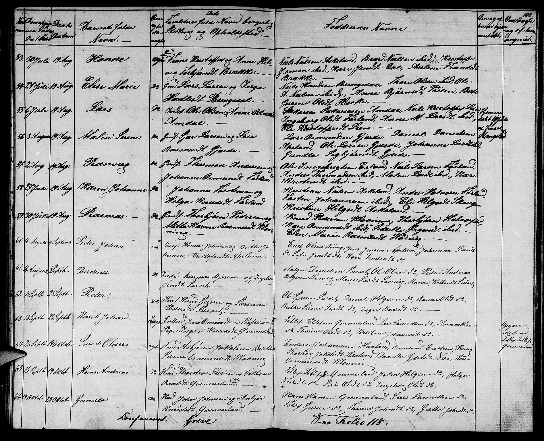 Tysvær sokneprestkontor, SAST/A -101864/H/Ha/Hab/L0002: Parish register (copy) no. B 2, 1852-1868, p. 100