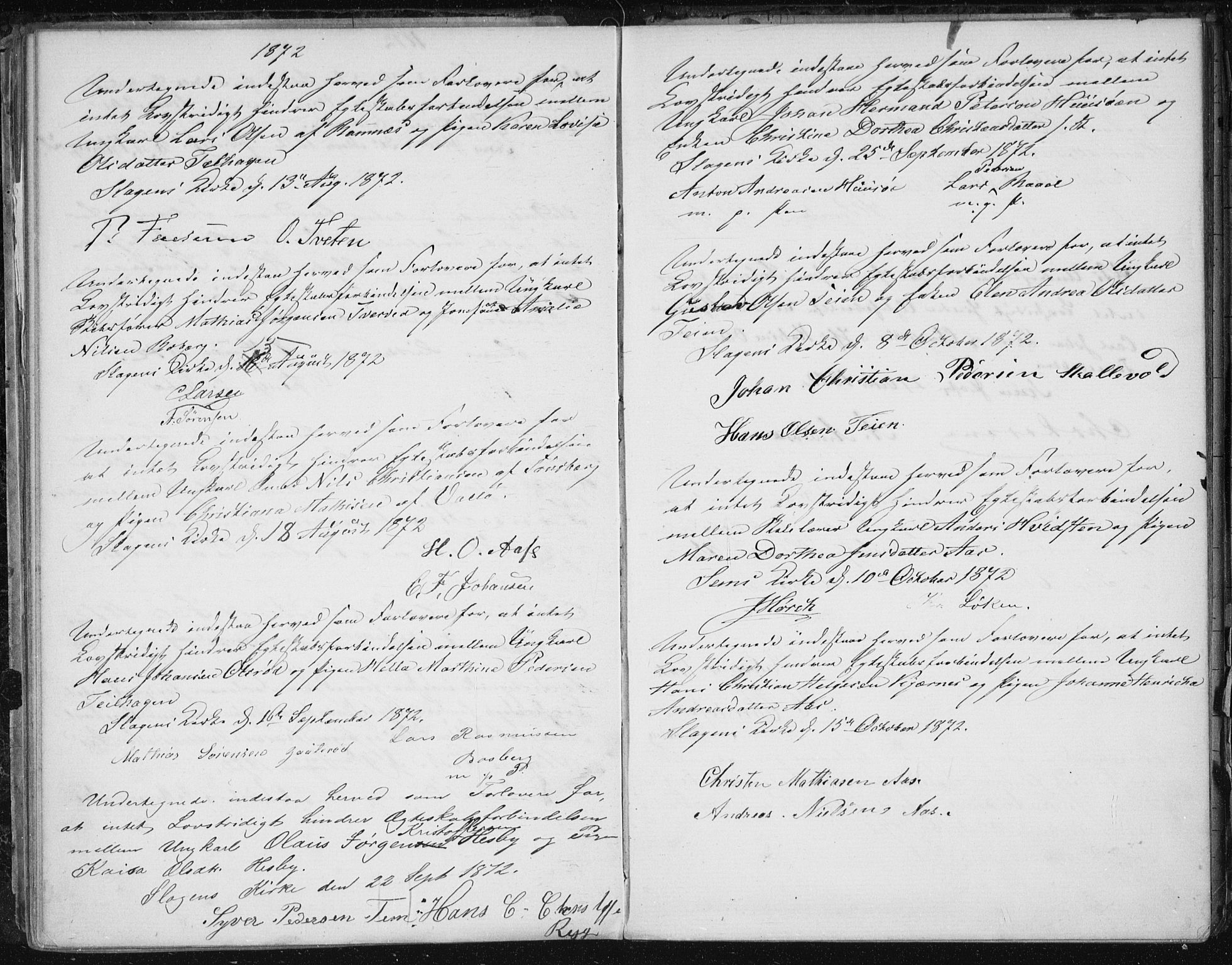 Sem kirkebøker, AV/SAKO-A-5/Y/Ya/L0002: Best man's statements no. 2, 1864-1894