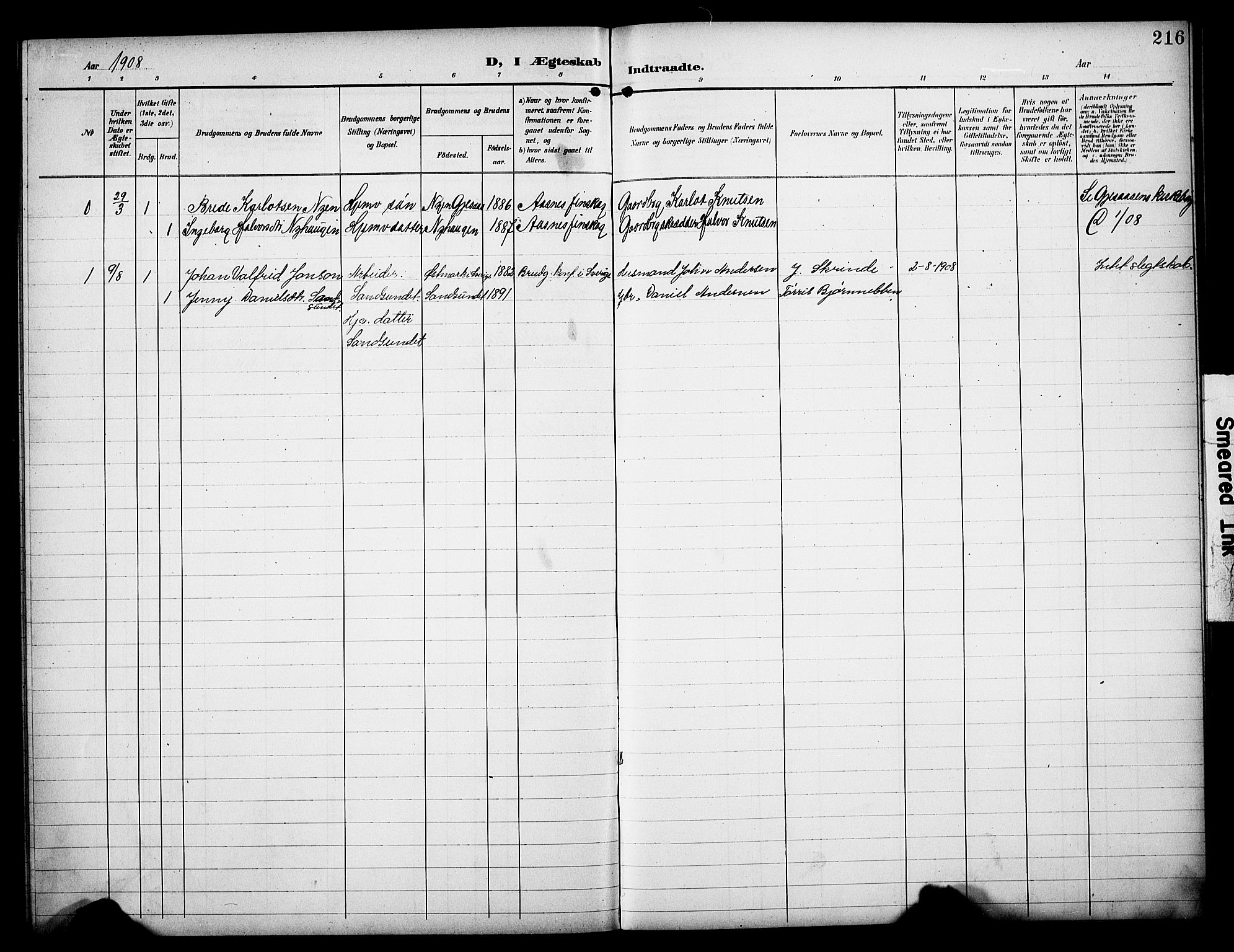Åsnes prestekontor, AV/SAH-PREST-042/H/Ha/Hab/L0006: Parish register (copy) no. 6, 1903-1929, p. 216