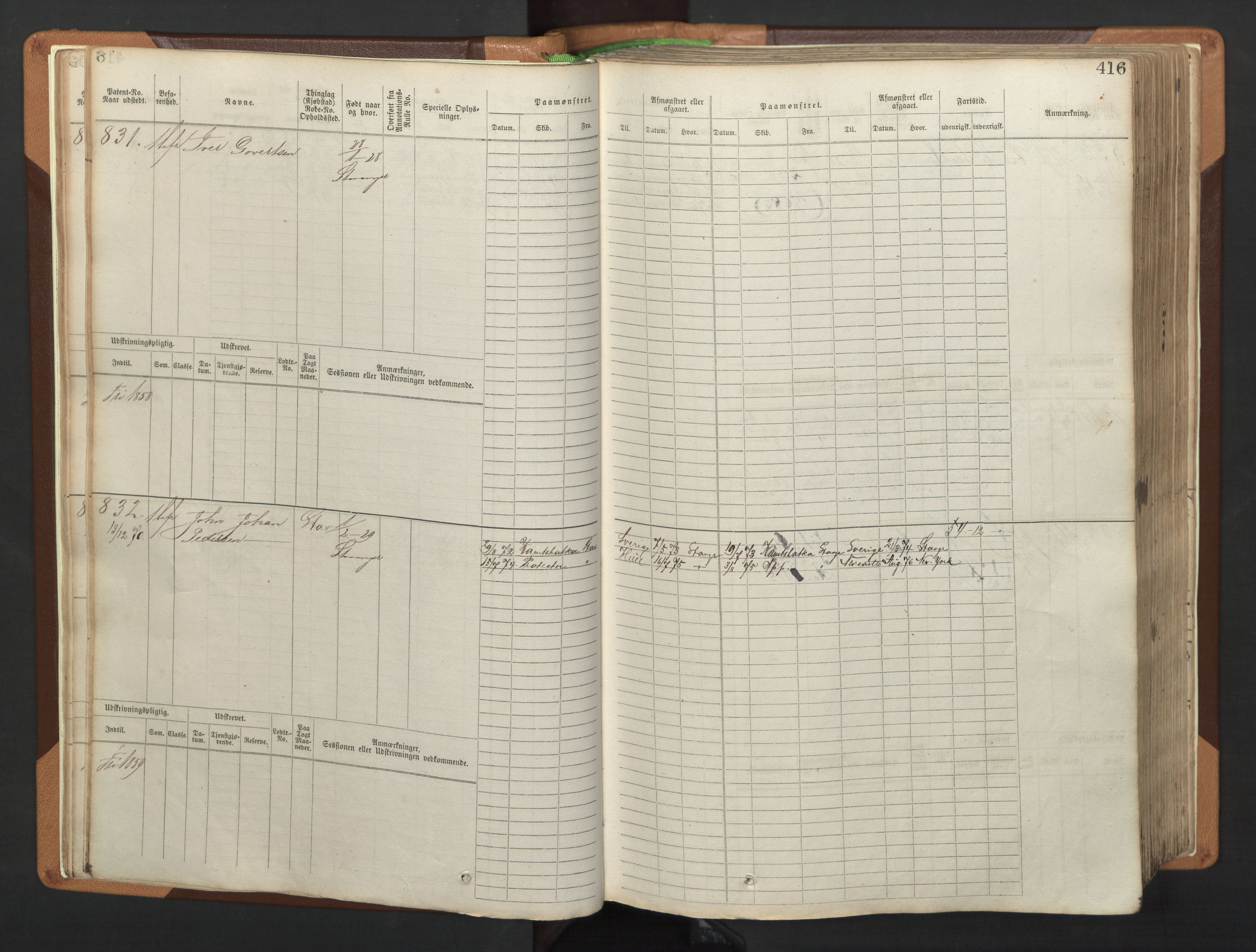 Stavanger sjømannskontor, AV/SAST-A-102006/F/Fb/Fbb/L0005: Sjøfartshovedrulle, patentnr. 793-1606 (del 2), 1869-1880, p. 22