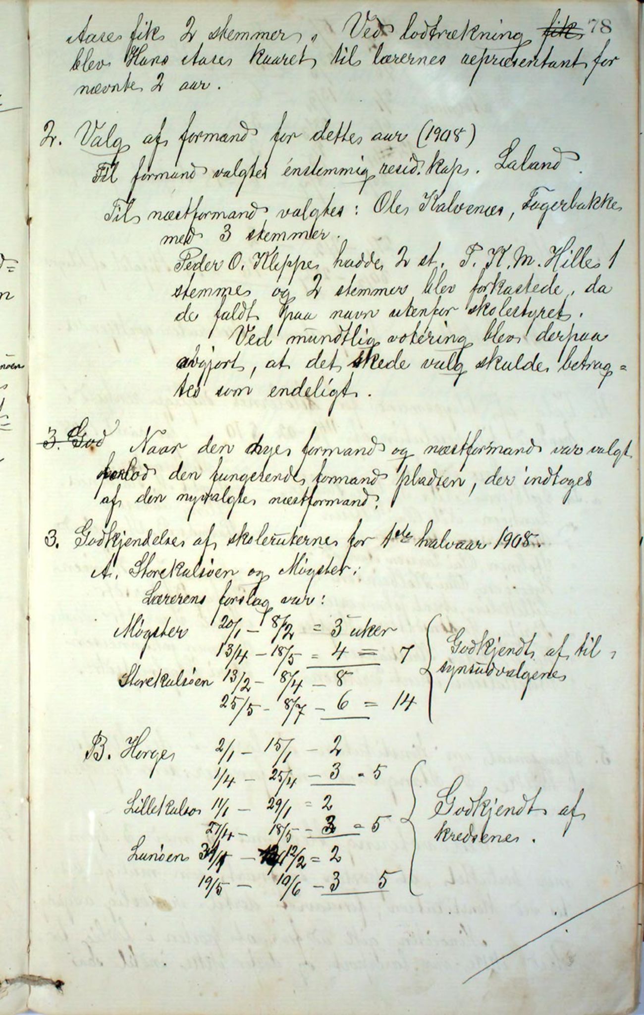 Austevoll kommune. Skulestyret, IKAH/1244-211/A/Aa/L0001: Møtebok for Møkster skulestyre, 1878-1910, p. 78a