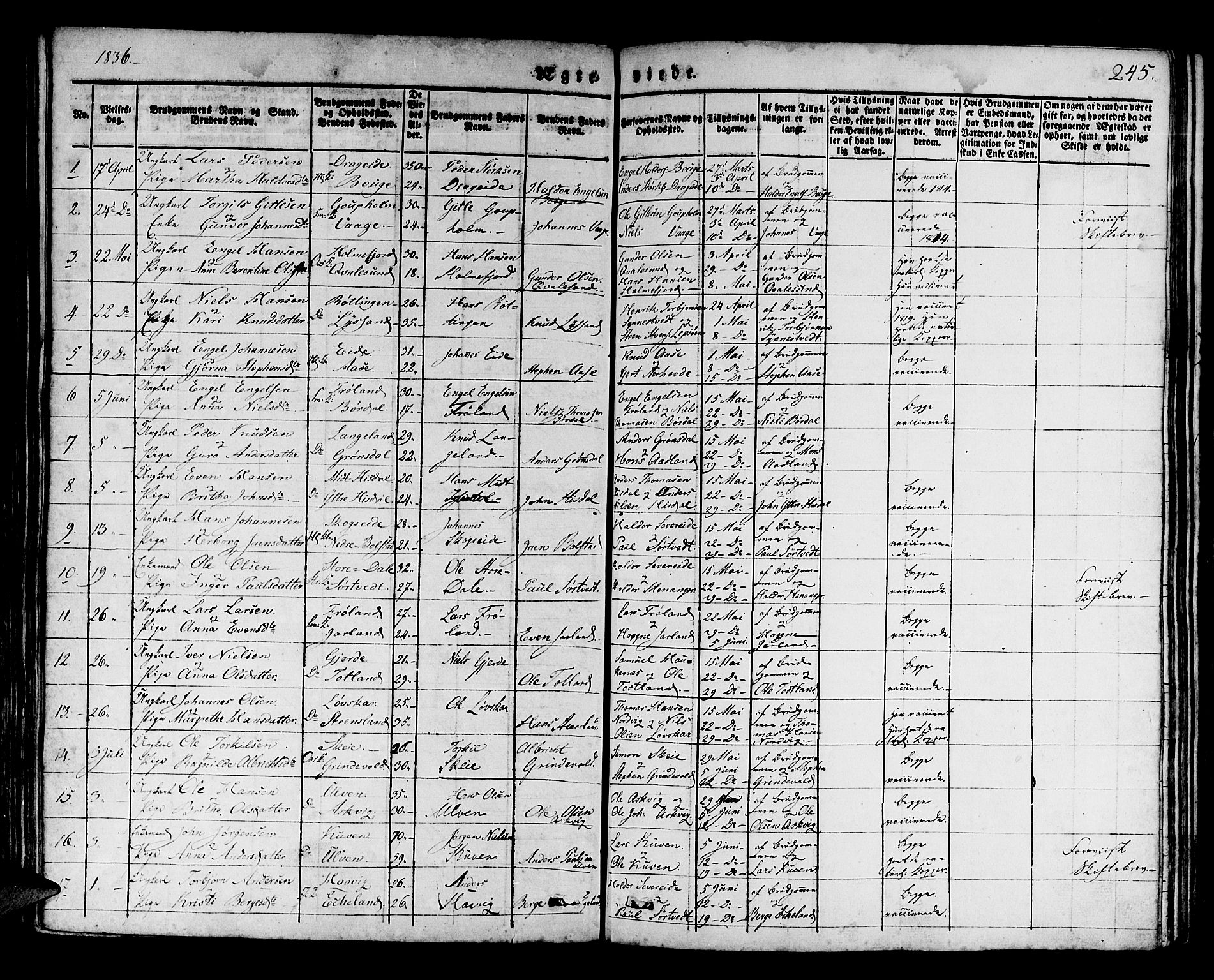 Os sokneprestembete, SAB/A-99929: Parish register (official) no. A 14, 1826-1839, p. 245