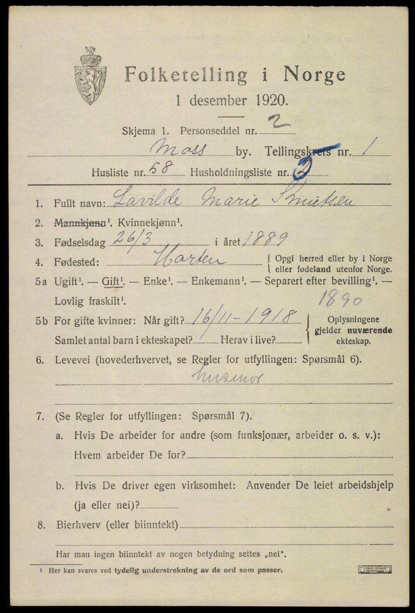 SAO, 1920 census for Moss, 1920, p. 7155