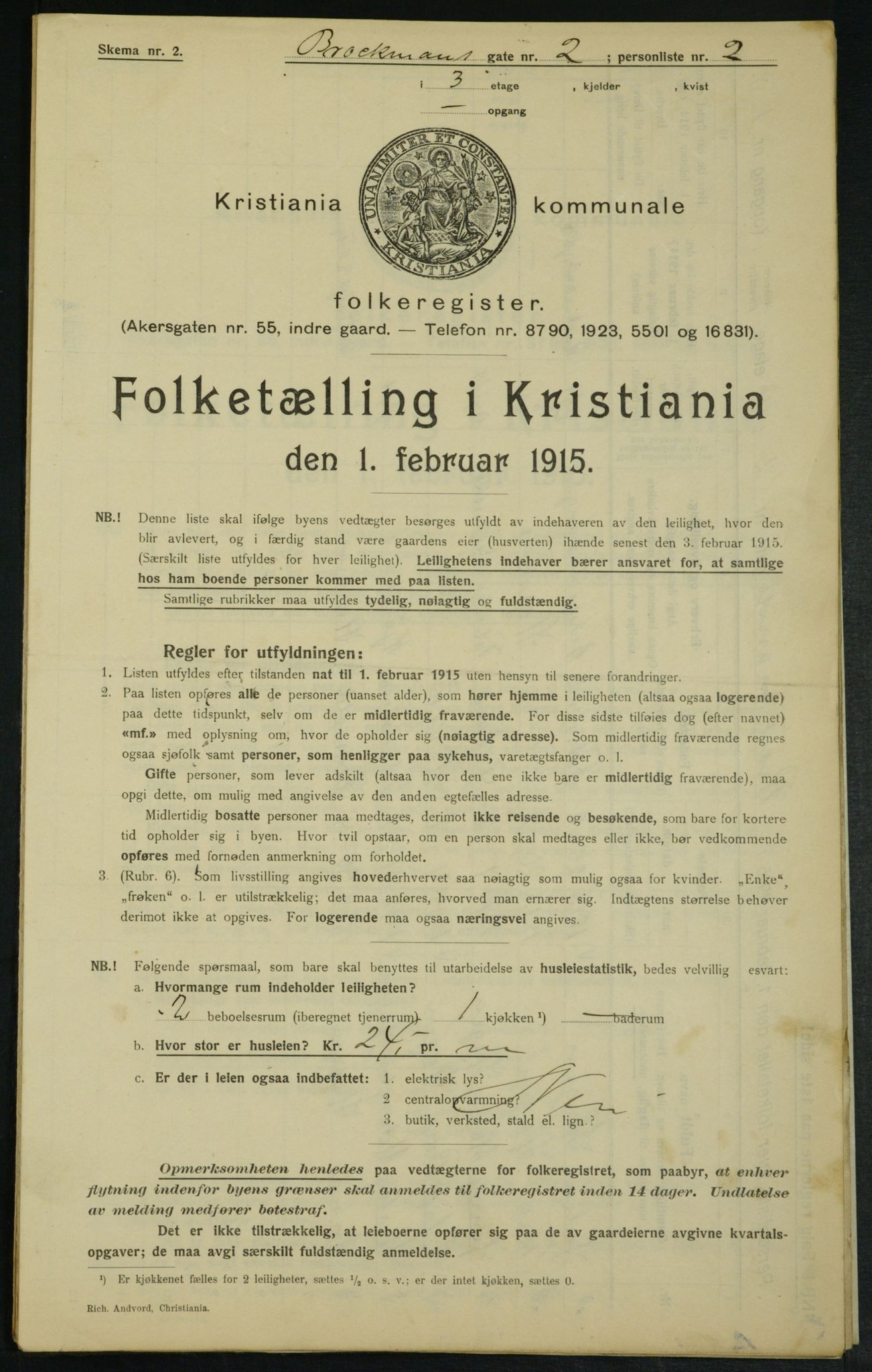 OBA, Municipal Census 1915 for Kristiania, 1915, p. 9556