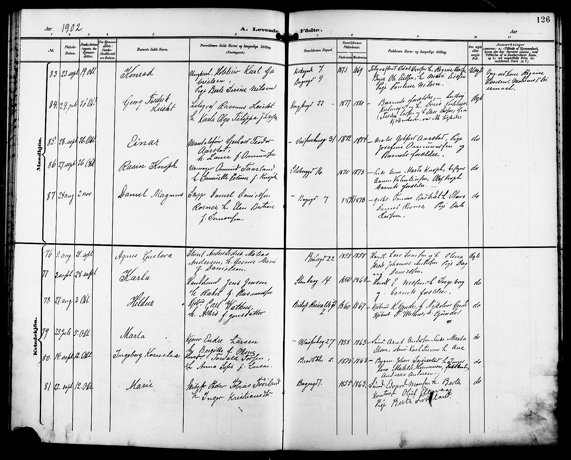 St. Petri sokneprestkontor, AV/SAST-A-101813/001/30/30BB/L0008: Parish register (copy) no. B 8, 1897-1905, p. 126